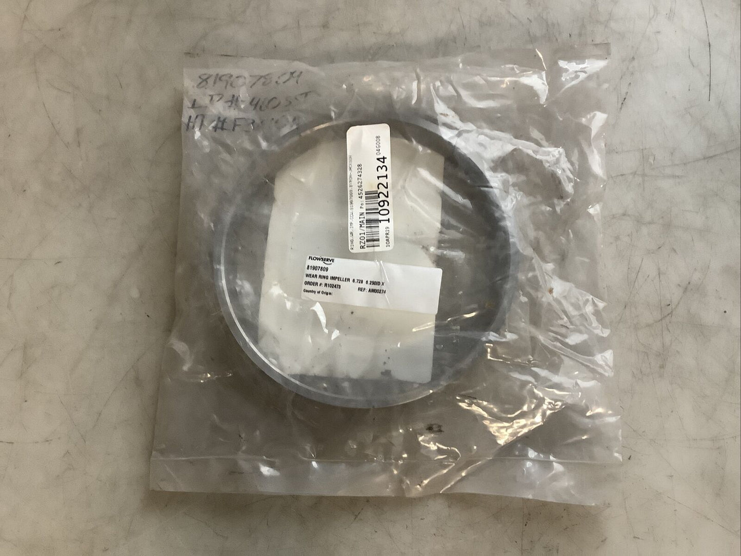 FLOWSERVE 81907809 IMPELLER WEAR RING 6.250IN X 6.728IN 678