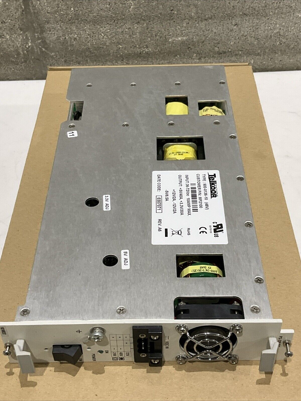 TELKOOR MP2100M 900-0136-10 MP-2100M-PS/48/C (A) POWER SUPPLY 48V T6Y