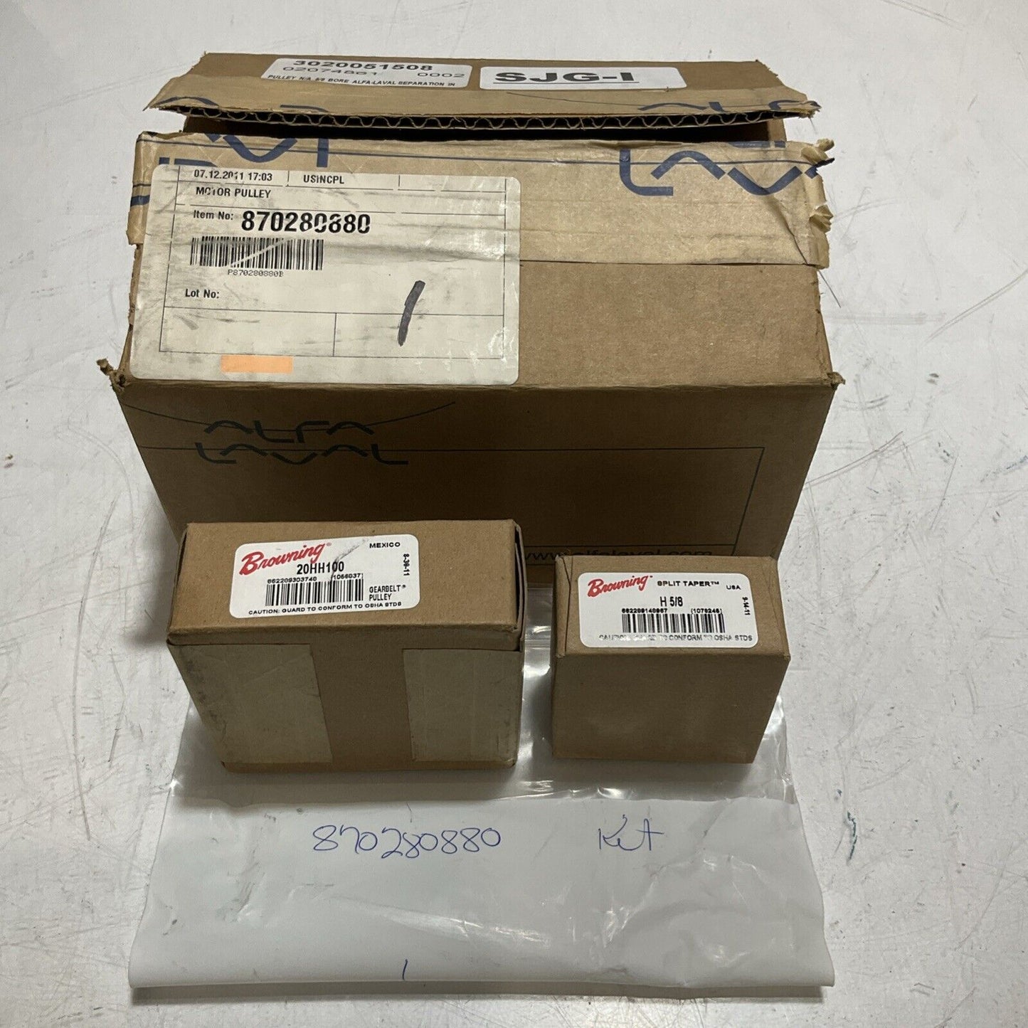 ALFA-LAVAL 870280880 MOTOR PULLEY SEPARATION 5/8 373-U3S