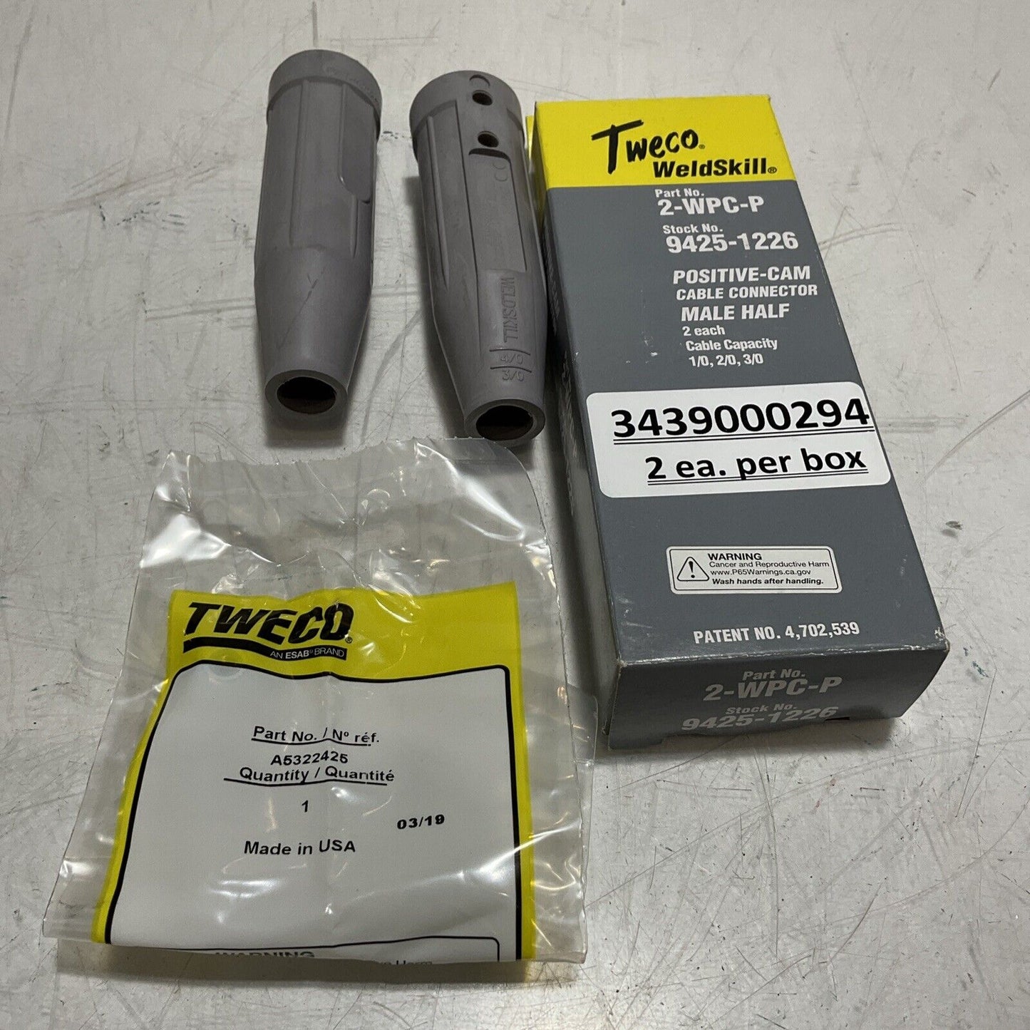 TWECO WELDSKILL 2-WPC-R POSITIVE-CAM CABLE CONNECTOR MALE HALF 373-U3S