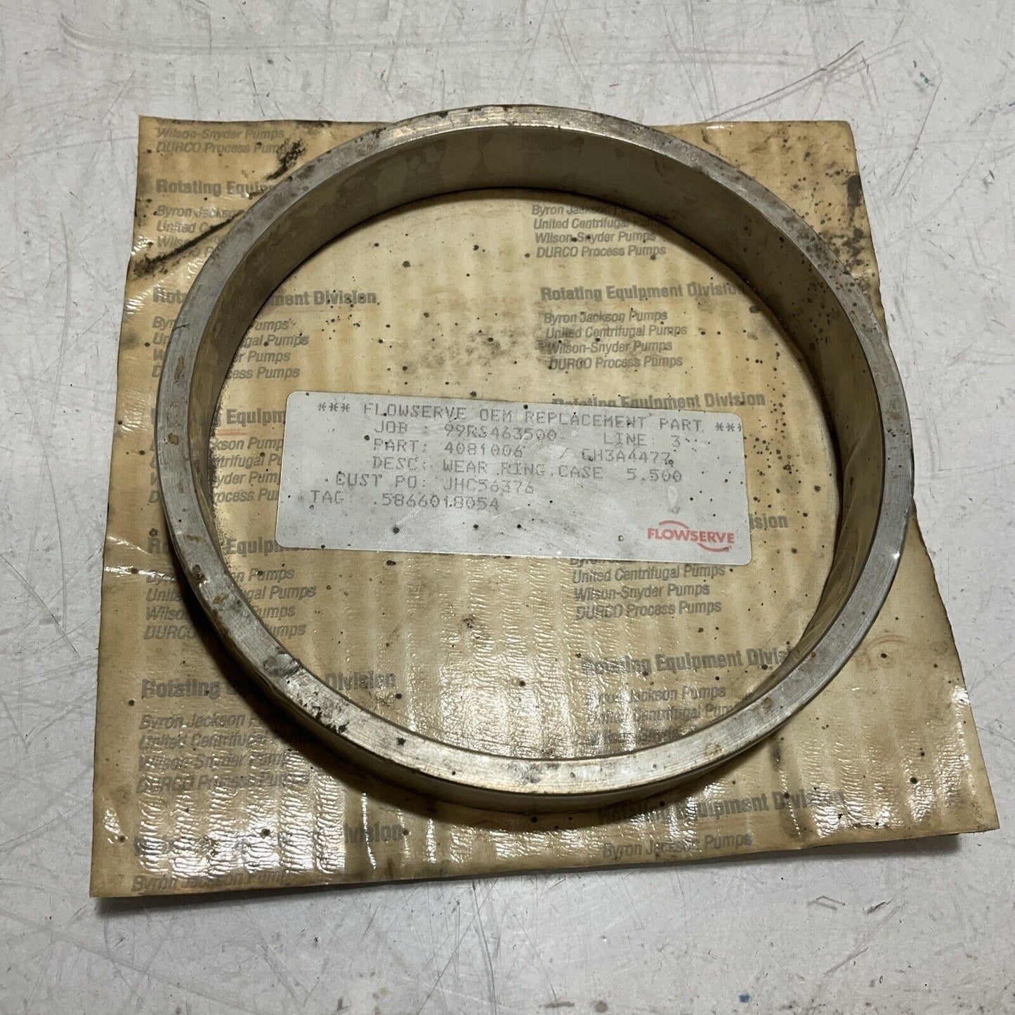 FLOWSERVE 4081006 GH3A4477 WEAR RING CASE 5.500IN ID ROTATING EQUIPMENT 678-U3S