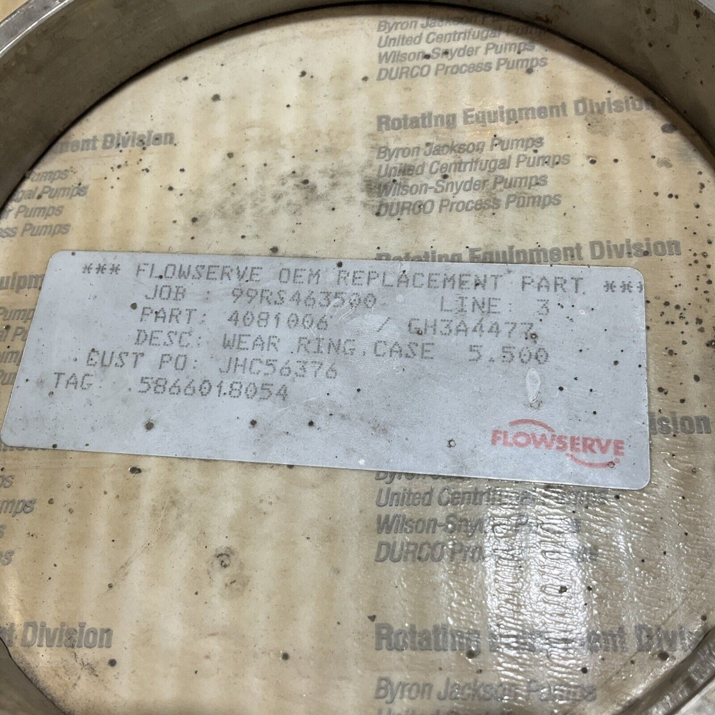 FLOWSERVE 4081006 GH3A4477 WEAR RING CASE 5.500IN ID ROTATING EQUIPMENT 678-U3S