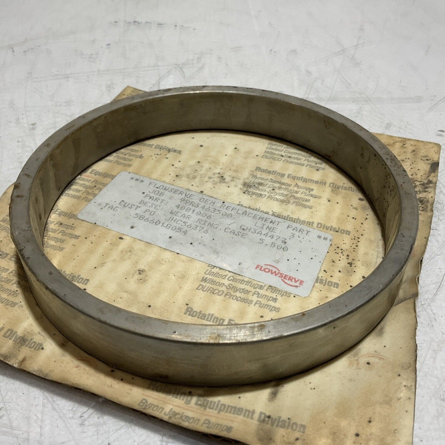 FLOWSERVE 4081006 GH3A4477 WEAR RING CASE 5.500IN ID ROTATING EQUIPMENT 678-U3S