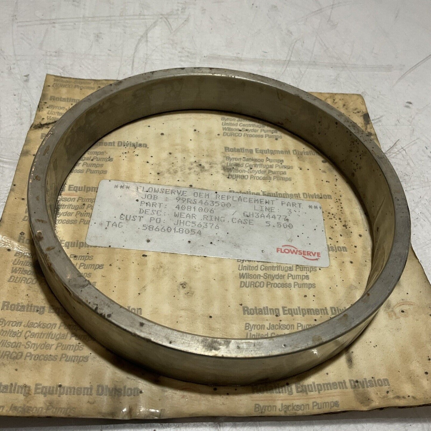 FLOWSERVE 4081006 GH3A4477 WEAR RING CASE 5.500IN ID ROTATING EQUIPMENT 678-U3S