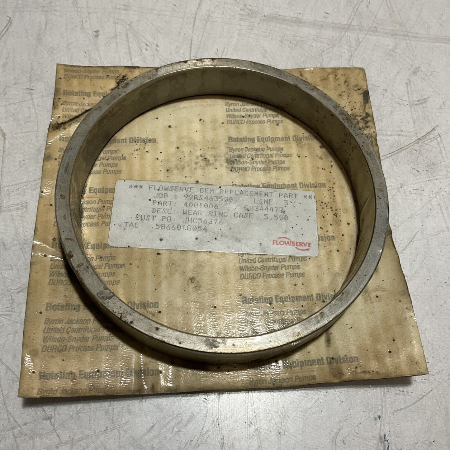FLOWSERVE 4081006 GH3A4477 WEAR RING CASE 5.500IN ID ROTATING EQUIPMENT 678-U3S