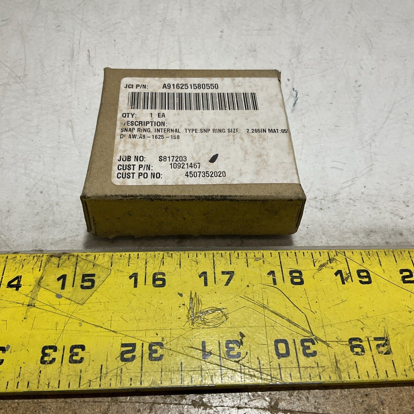 JOHN CRANE 10921467 INTERNAL SNAP RING SIZE 2.265 A916251580550 U3S