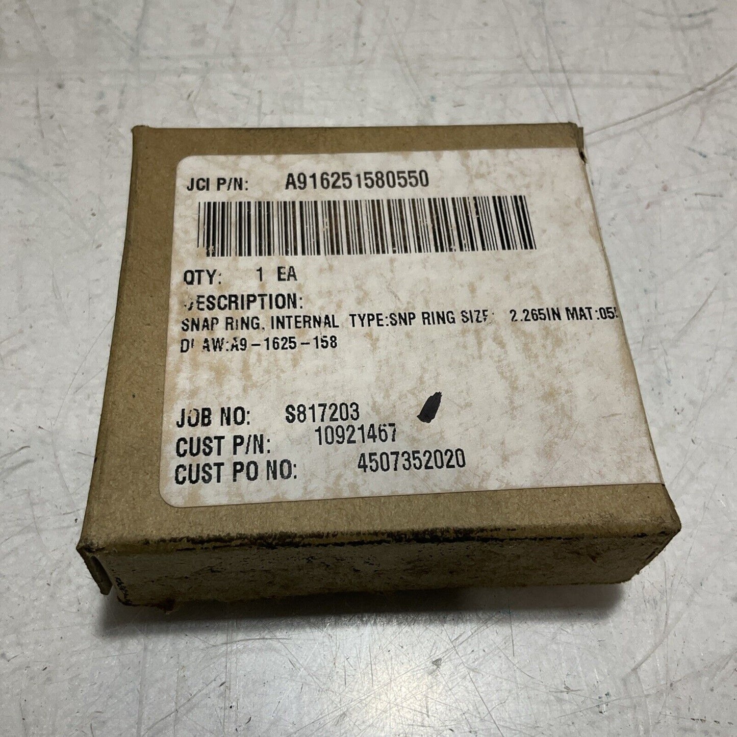 JOHN CRANE 10921467 INTERNAL SNAP RING SIZE 2.265 A916251580550 U3S