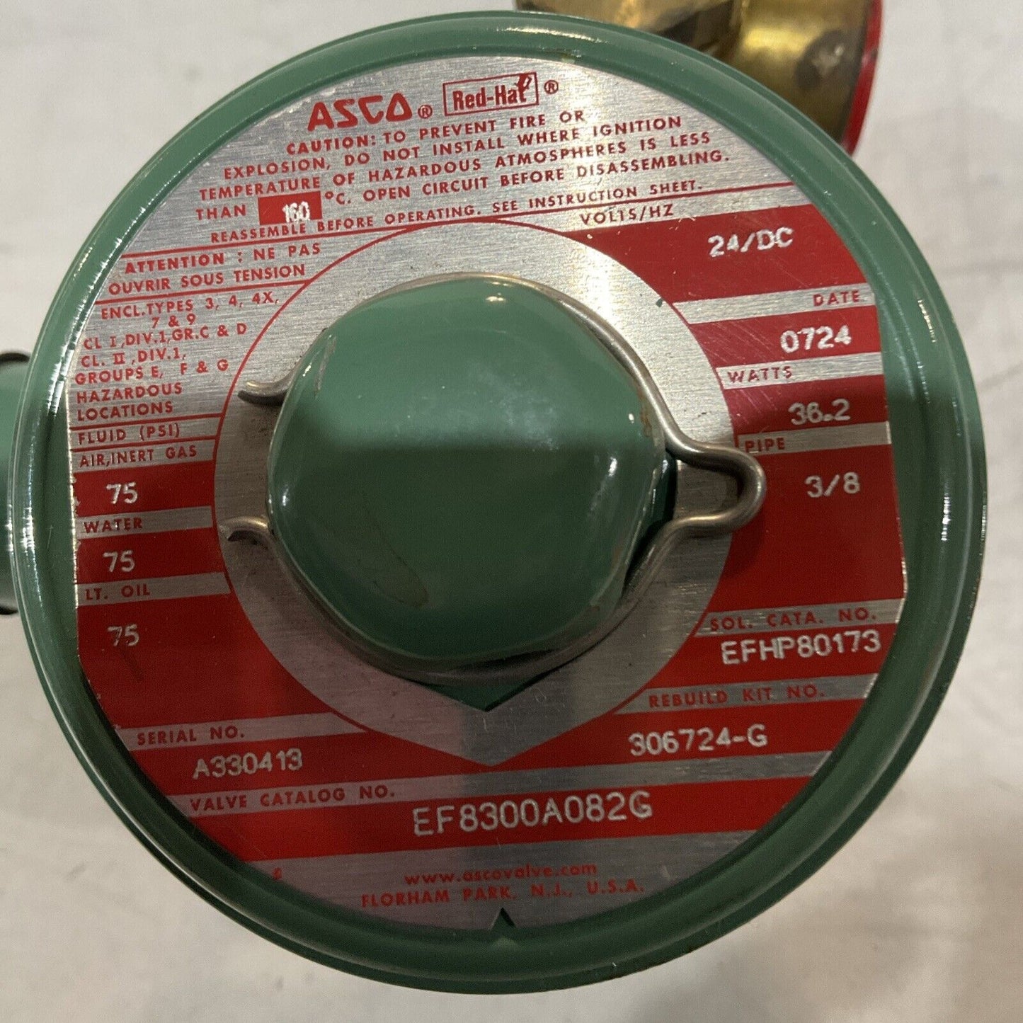 ASCO RED-HAT EF8300A082G - EFHP801173 GENERAL SOLENOID CONTROL VALVE 24/DC U3S