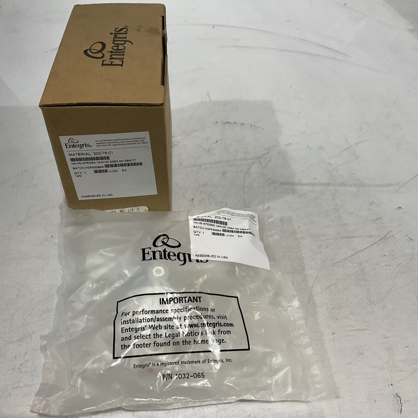 ENTEGRIS  202-76-01  VALVE-INTEGRA 1/4IN PNEMATICALLY  OPERATED  DIAPHRAGM  U3S