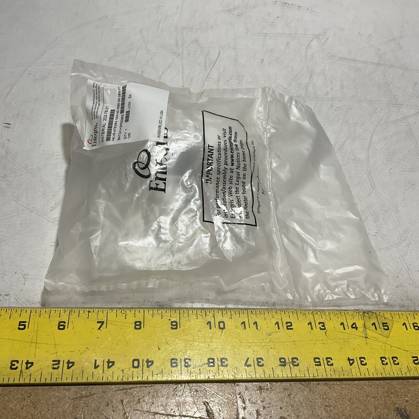 ENTEGRIS  202-76-01  VALVE-INTEGRA 1/4IN PNEMATICALLY  OPERATED  DIAPHRAGM  U3S