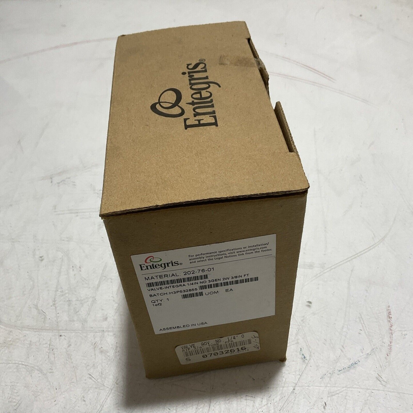 ENTEGRIS  202-76-01  VALVE-INTEGRA 1/4IN PNEMATICALLY  OPERATED  DIAPHRAGM  U3S