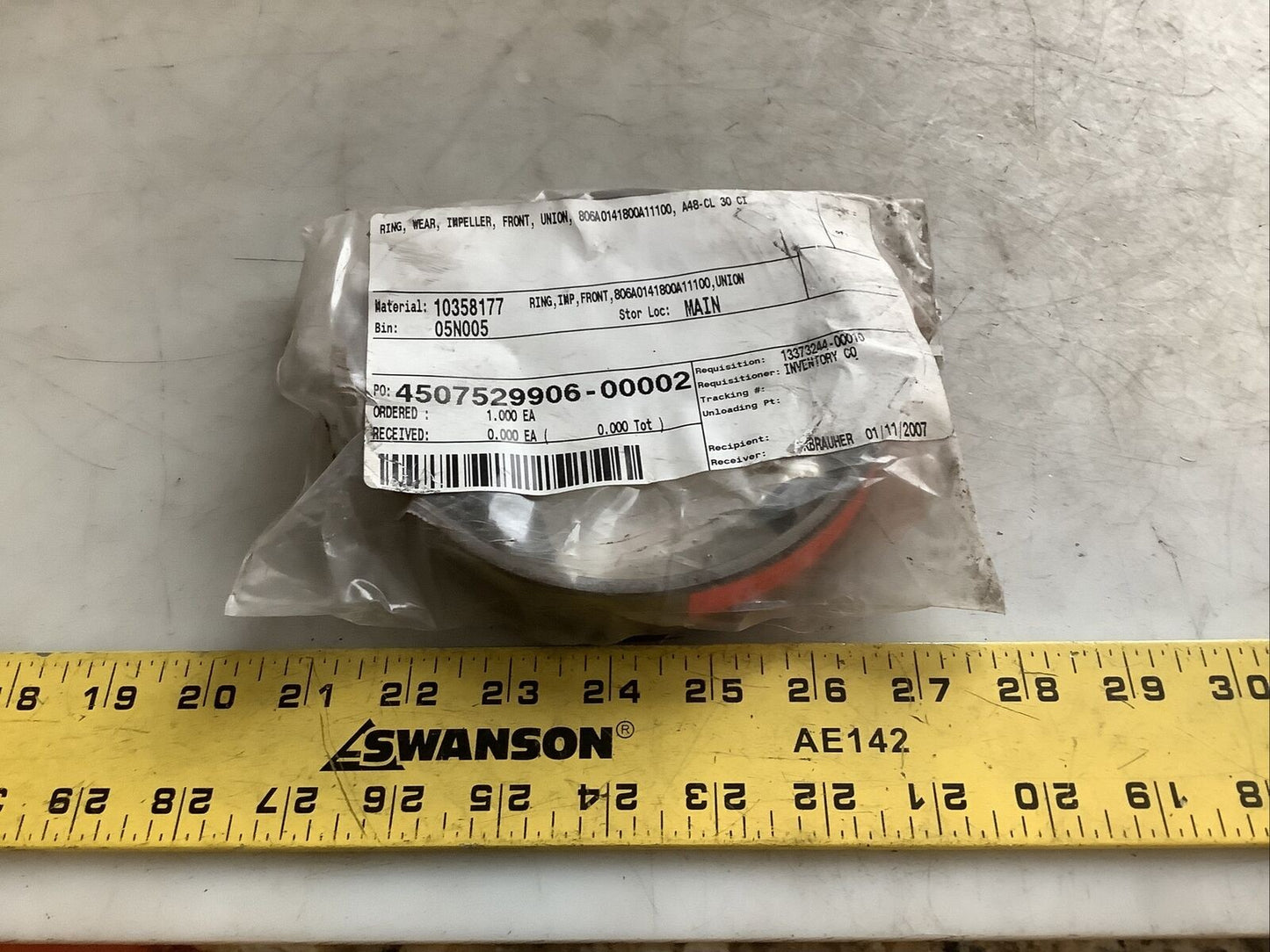 DAVID BROWN UNION PUMPS 806A0141800A11100 IMPELLER WEAR RING A48-CL 30 CI 678