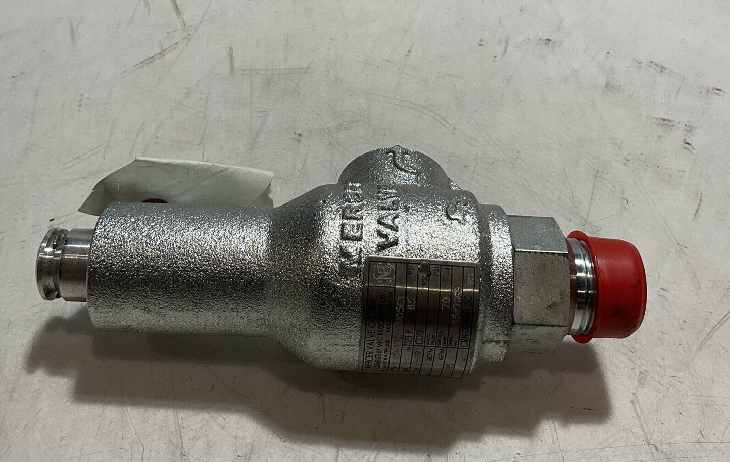 MERCER VALVE 91-17D51V05E1 SERIES 9100 SIZE 1 RELIEF VALVE 65PSI K9S