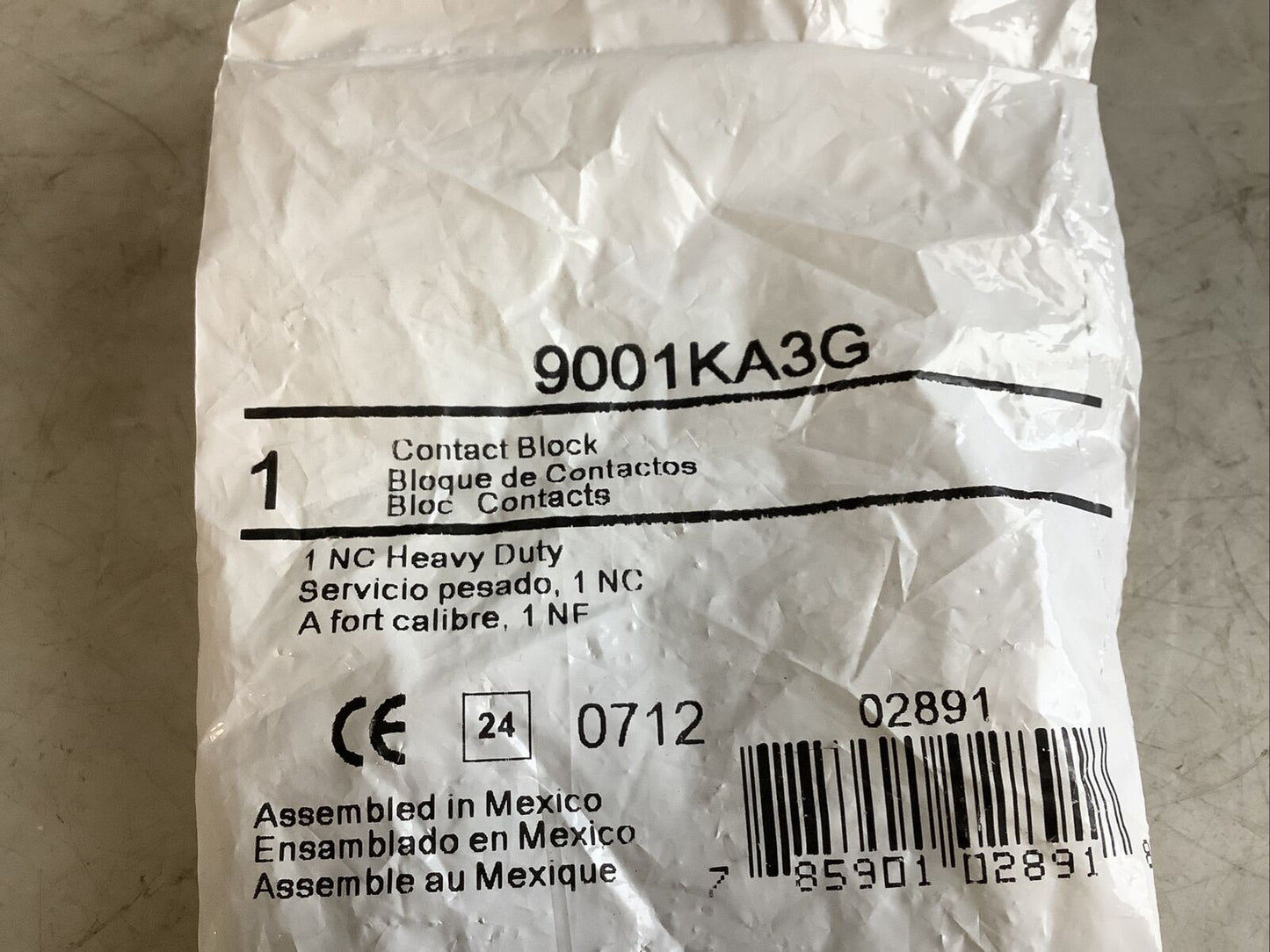 SQUARE D 9001KA3G CONTACT BLOCK 1NC 555
