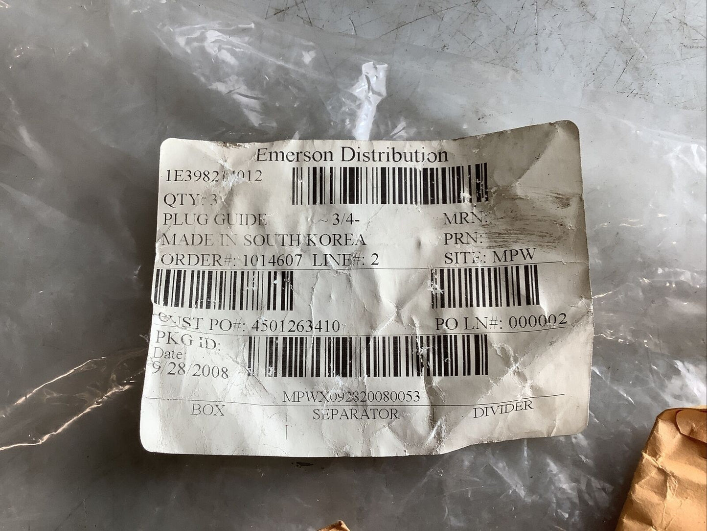 EMERSON 1E398214012 PLUG GUIDE 3/4IN - QTY 3