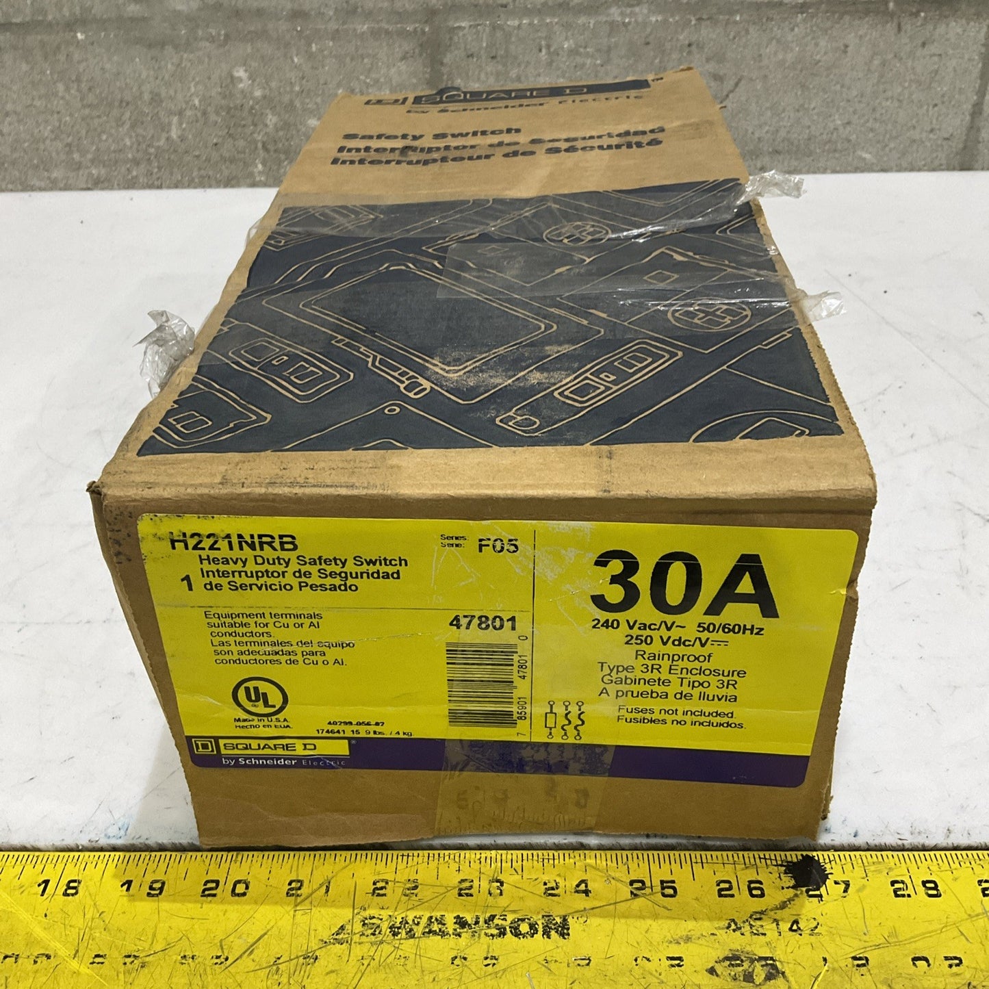 NEW SQUARE D H221NRB HEAVY DUTY SAFETY SWITCH 30A 240/250V 50/60HZ XE25