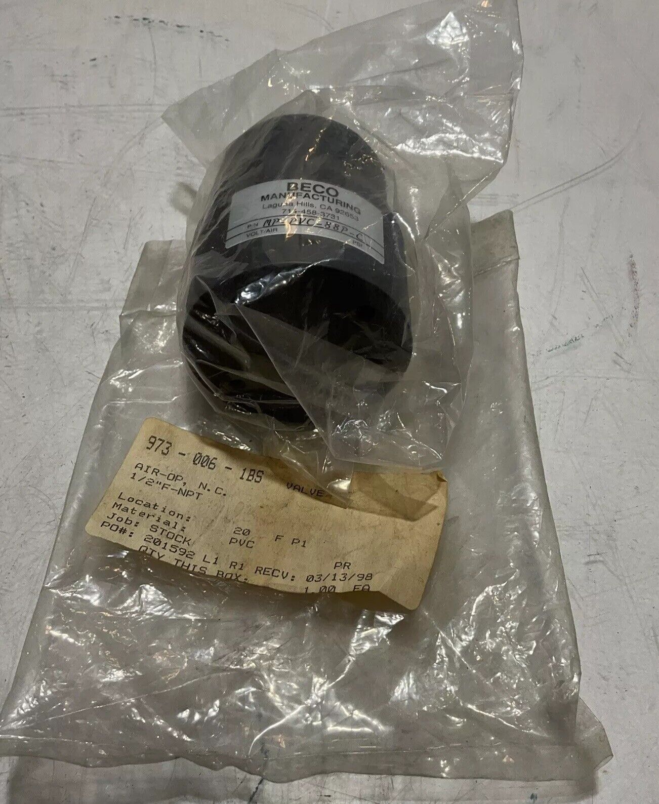 BECO MP-PVC-88P-C ACTUATOR AIR-OP VALVE U3S