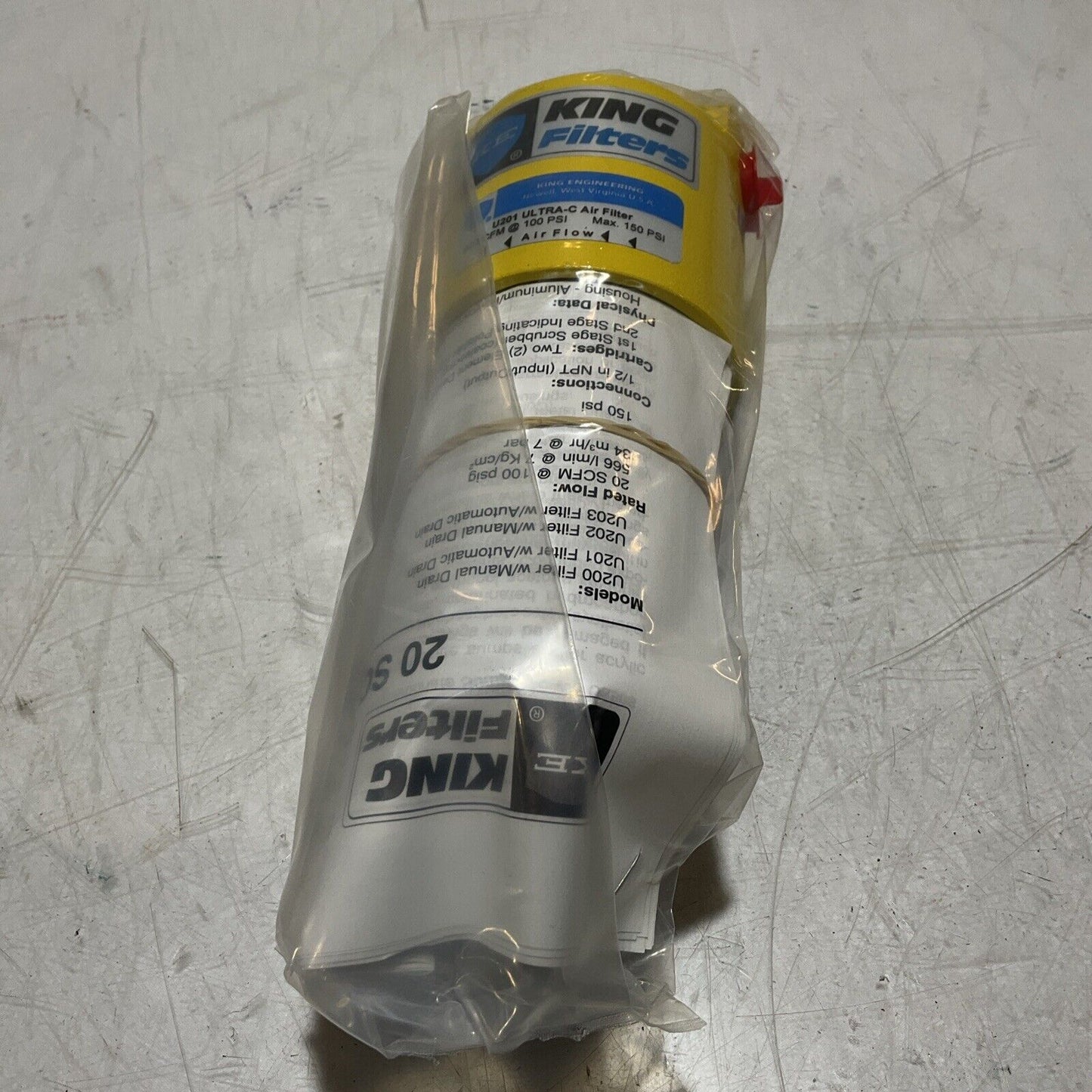 KING ENGINEERING U201 ULTRA-C FILTER 20SCFM SINGLE CART AUTO 373