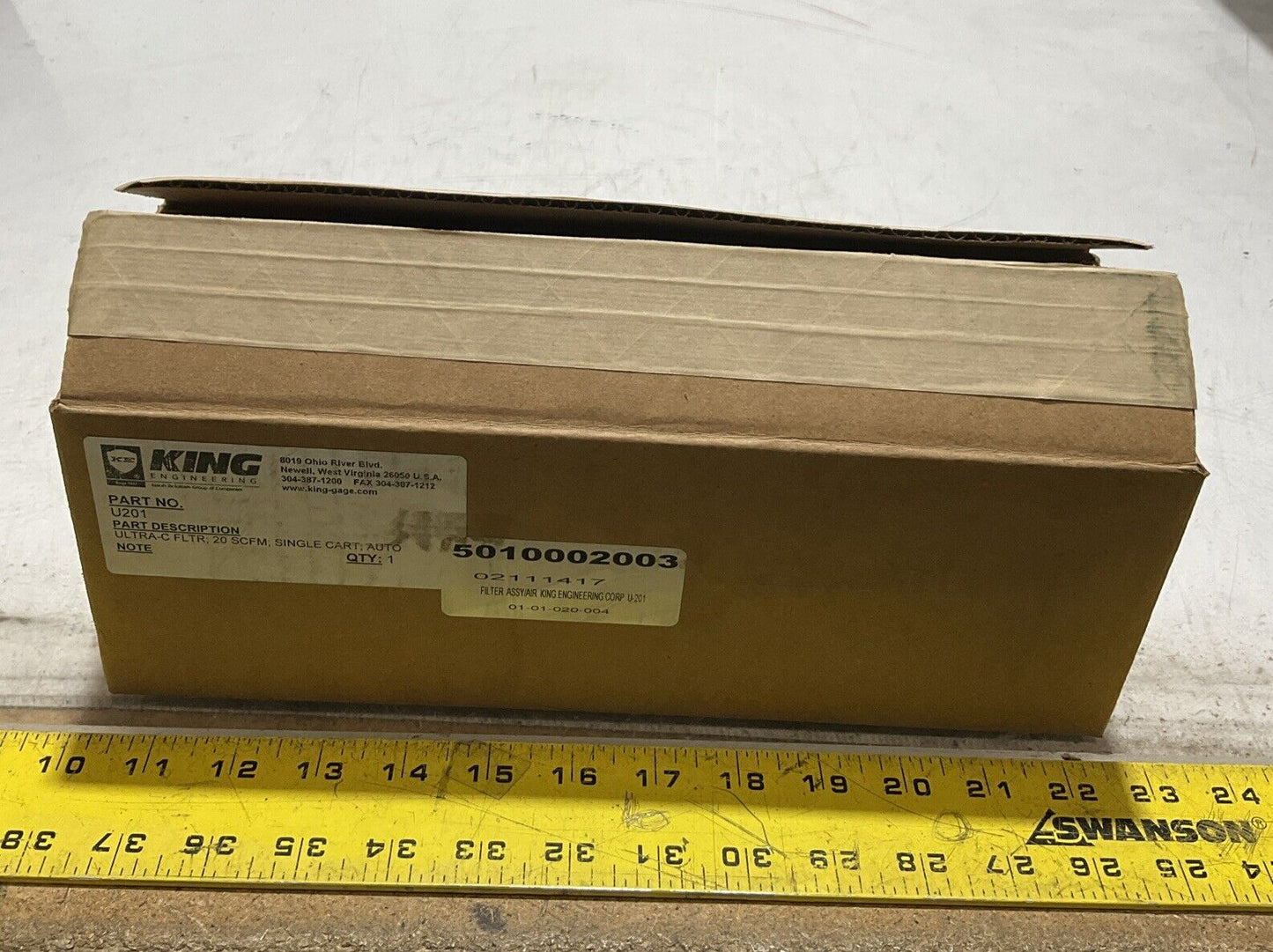 KING ENGINEERING U201 ULTRA-C FILTER 20SCFM SINGLE CART AUTO 373