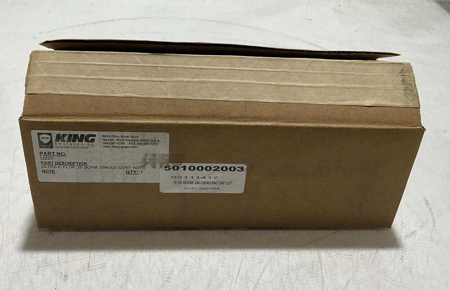 KING ENGINEERING U201 ULTRA-C FILTER 20SCFM SINGLE CART AUTO 373