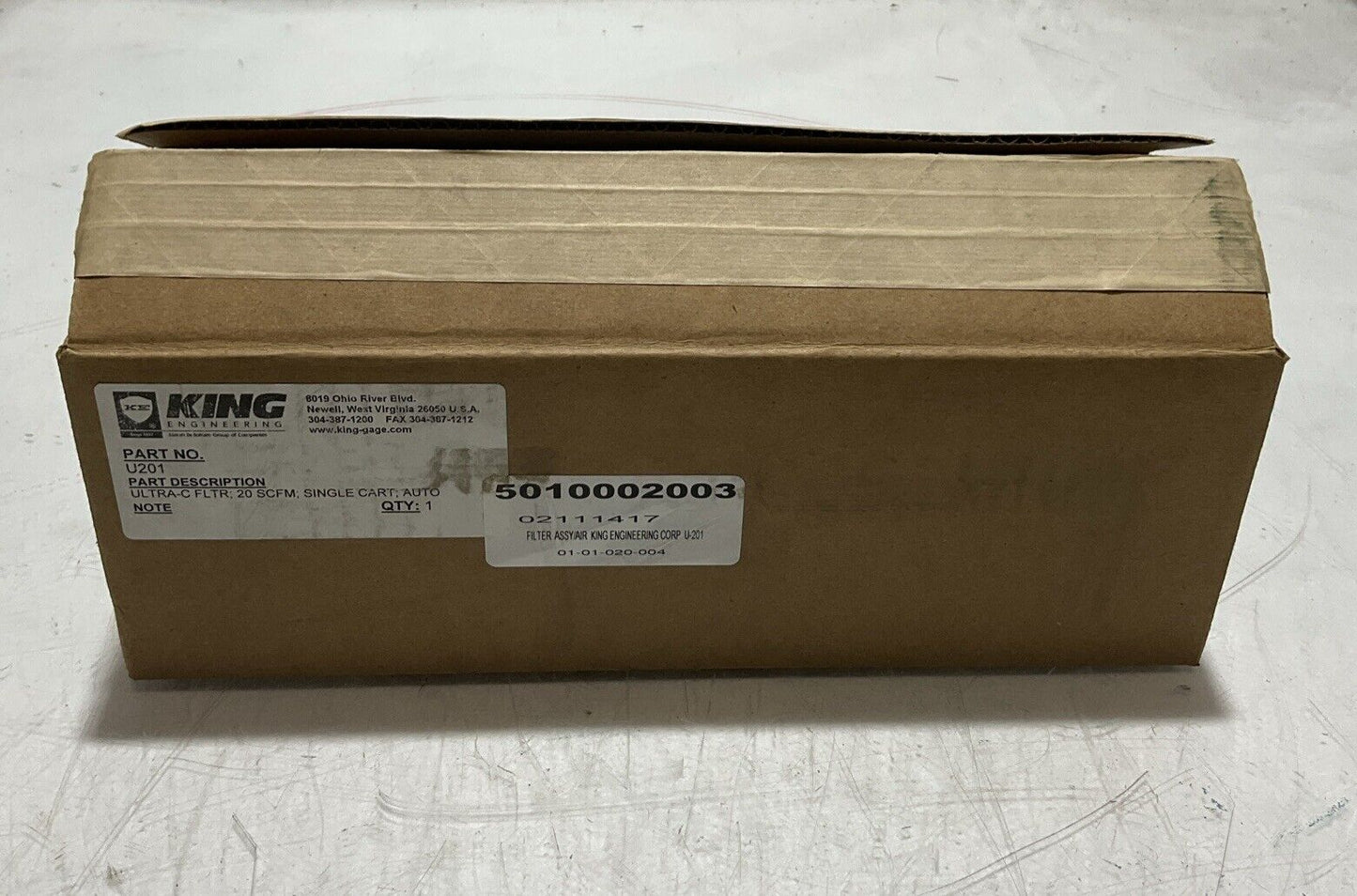KING ENGINEERING U201 ULTRA-C FILTER 20SCFM SINGLE CART AUTO 373