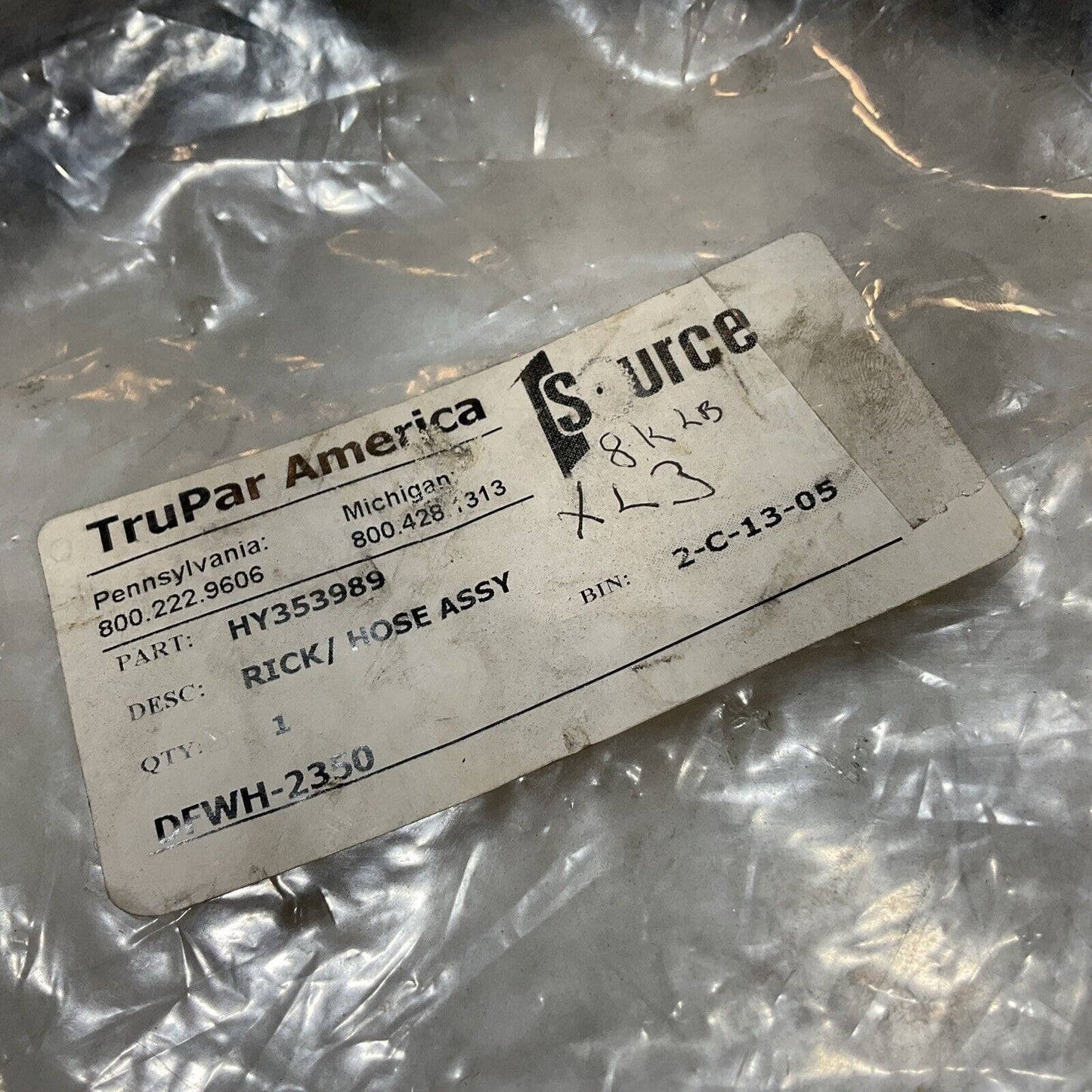 TRUPAR AMERICA HY353989 RICK HOSE ASSEMBLY U3S