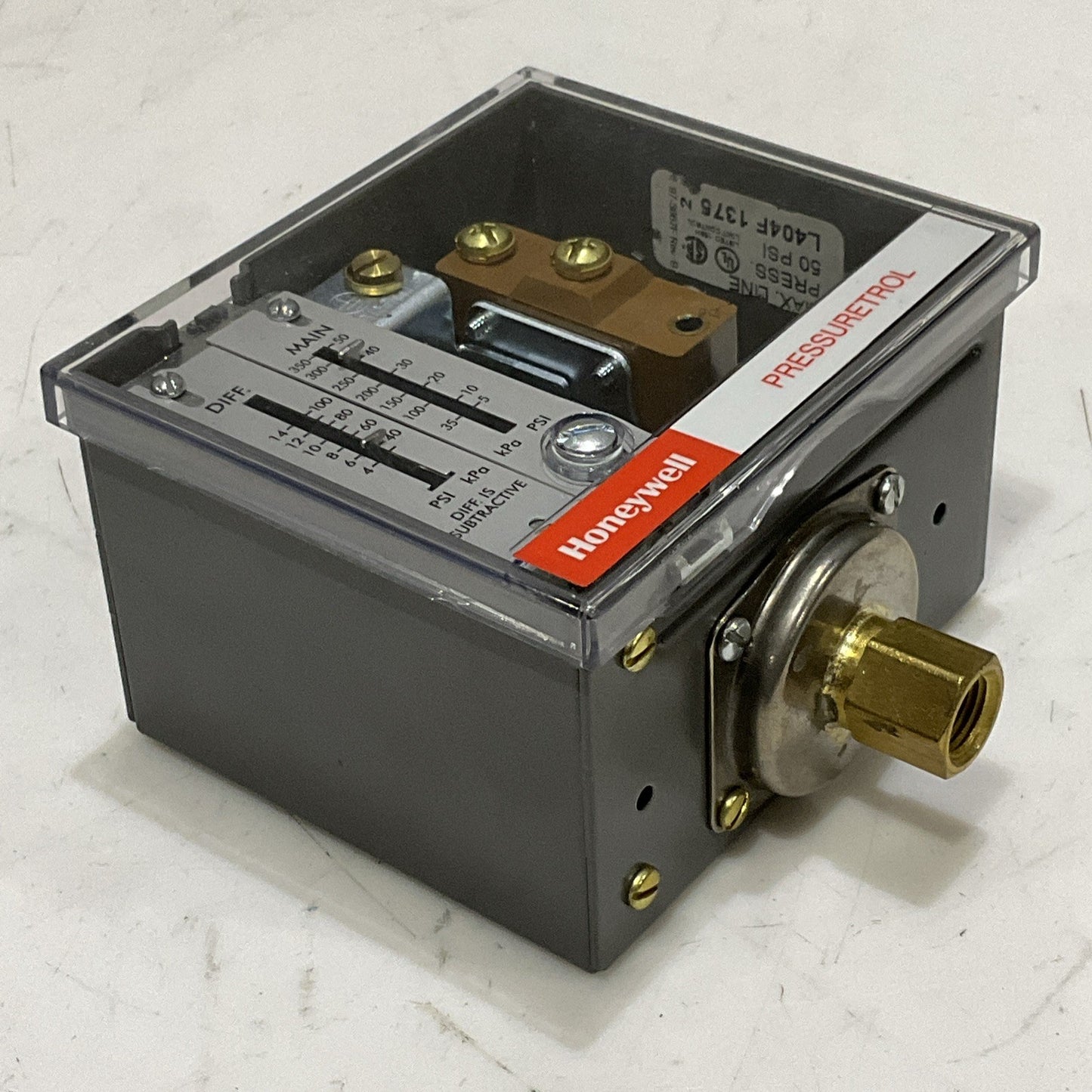 HONEYWELL L404F 1375 PRESSURETROL PRESSURE CONTROLLER SWITCH RANGE 5-50 PSI RM6