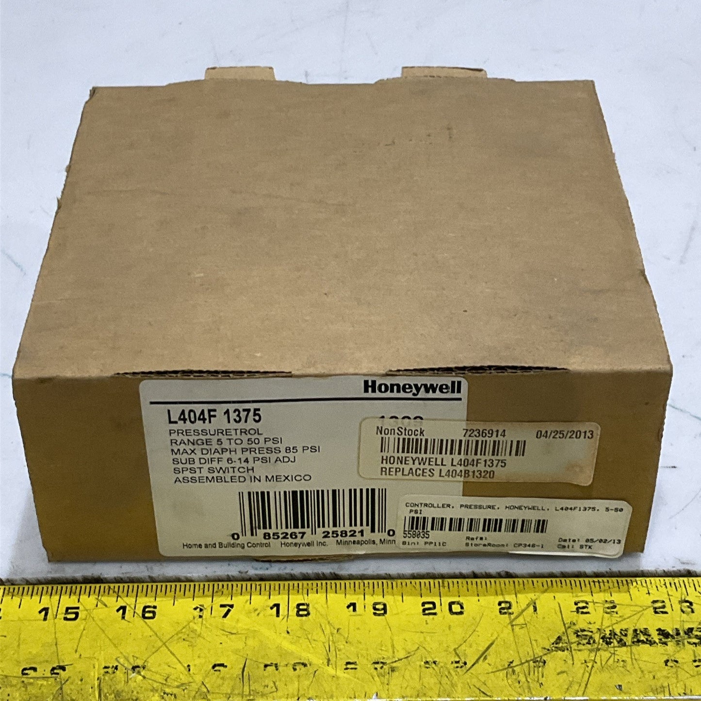 HONEYWELL L404F 1375 PRESSURETROL PRESSURE CONTROLLER SWITCH RANGE 5-50 PSI RM6