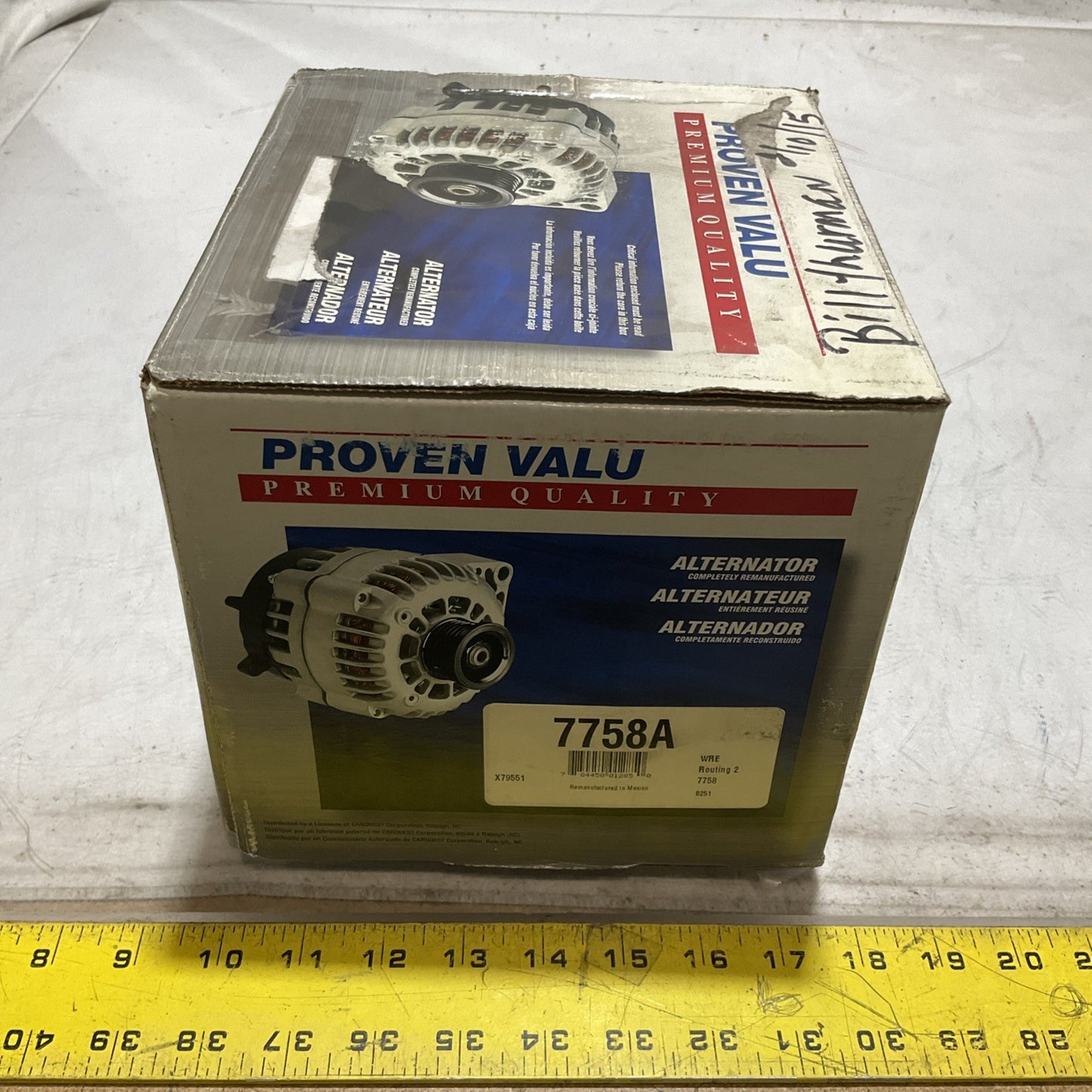 CARQUEST PROVEN VALU 7758A REMAN ALTERNATOR U3S