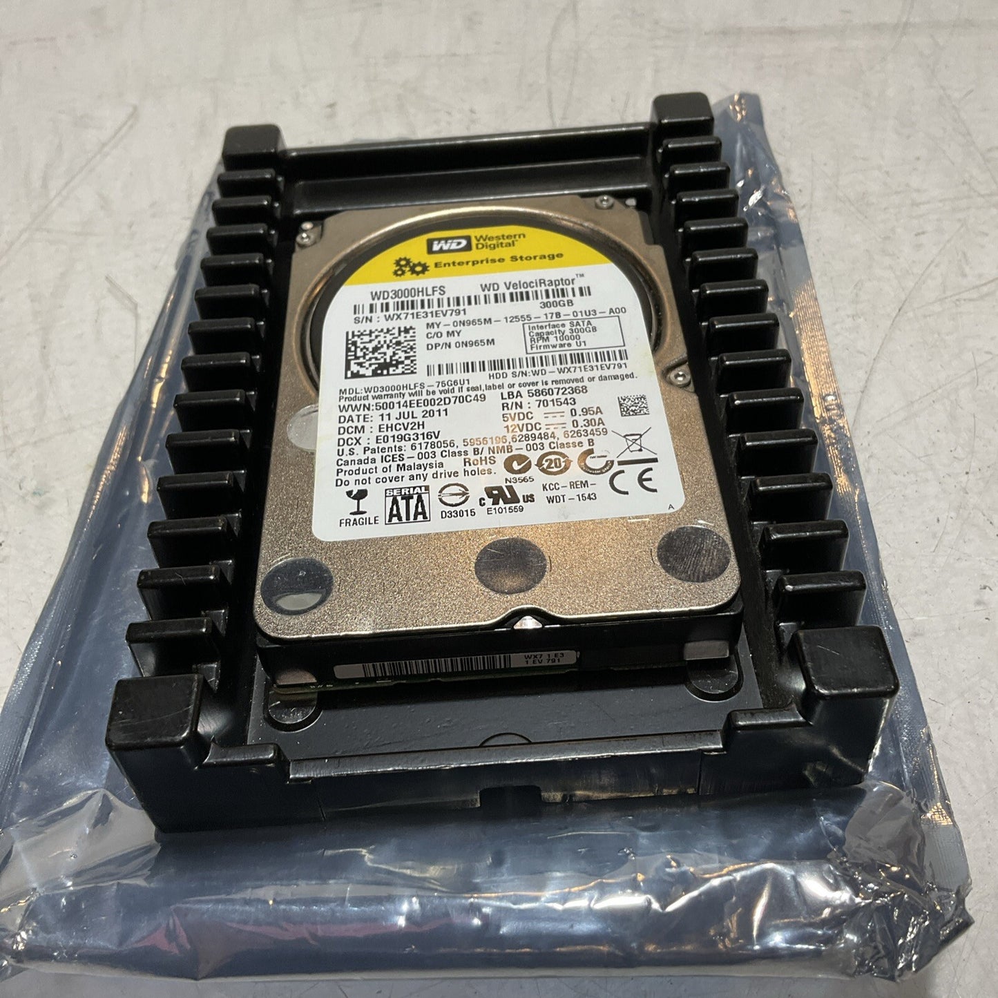 WESTERN DIGITAL WD3000HLFS DRIVE HARD INTERNAL VELOCIRAPTOR 300GB SATA 12VDC U3S