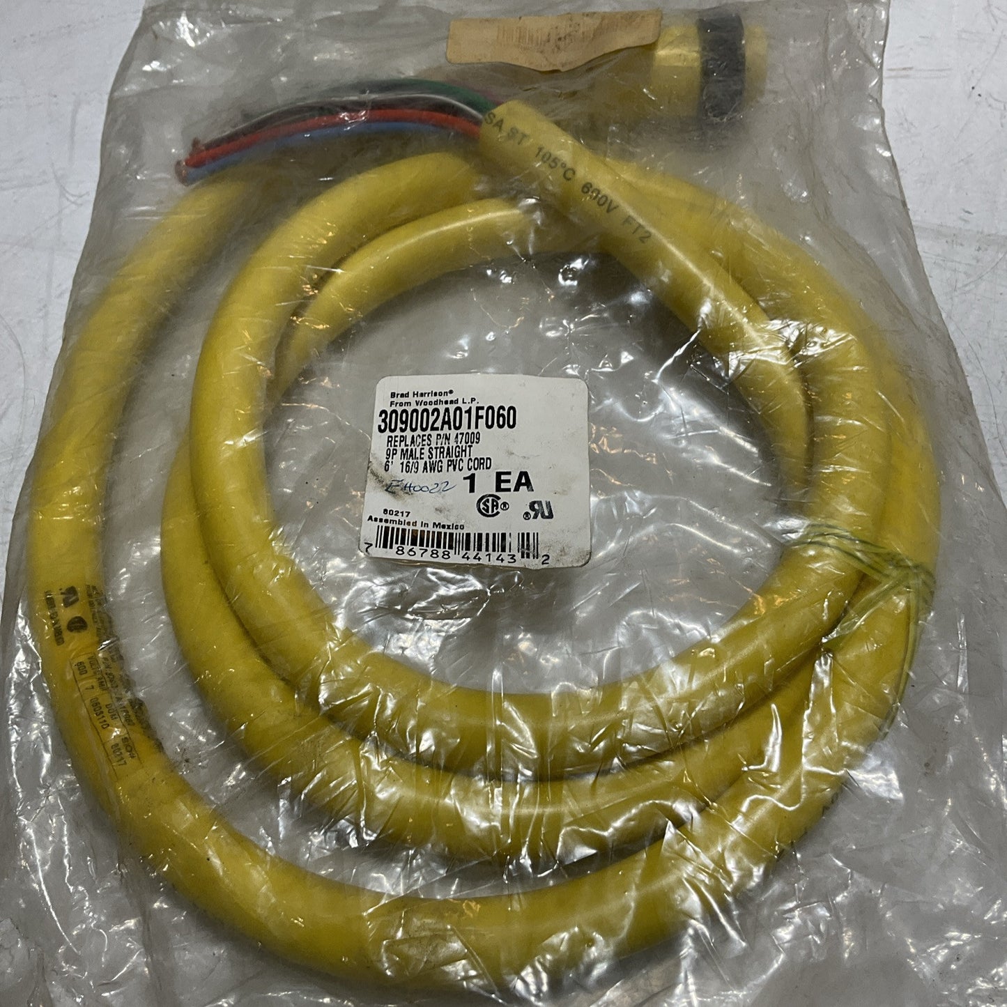 HARRISON 309002A01F060- 47009 E42014 600V 105°C CABLE ASSEMBLY U3S