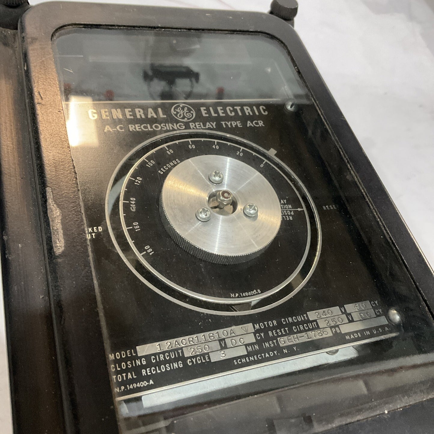 GENERAL ELECTRIC 12ACR11B10A A-C RECLOSING RELAY TYPE ACR 222-U3S