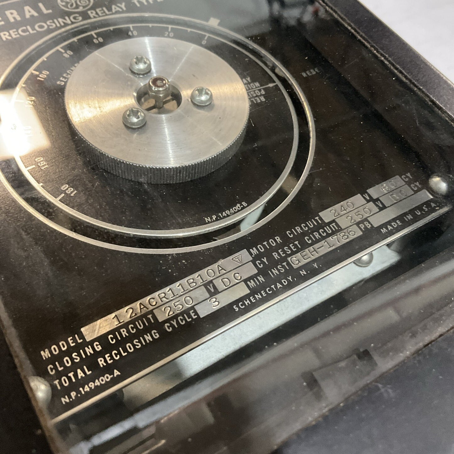 GENERAL ELECTRIC 12ACR11B10A A-C RECLOSING RELAY TYPE ACR 222-U3S