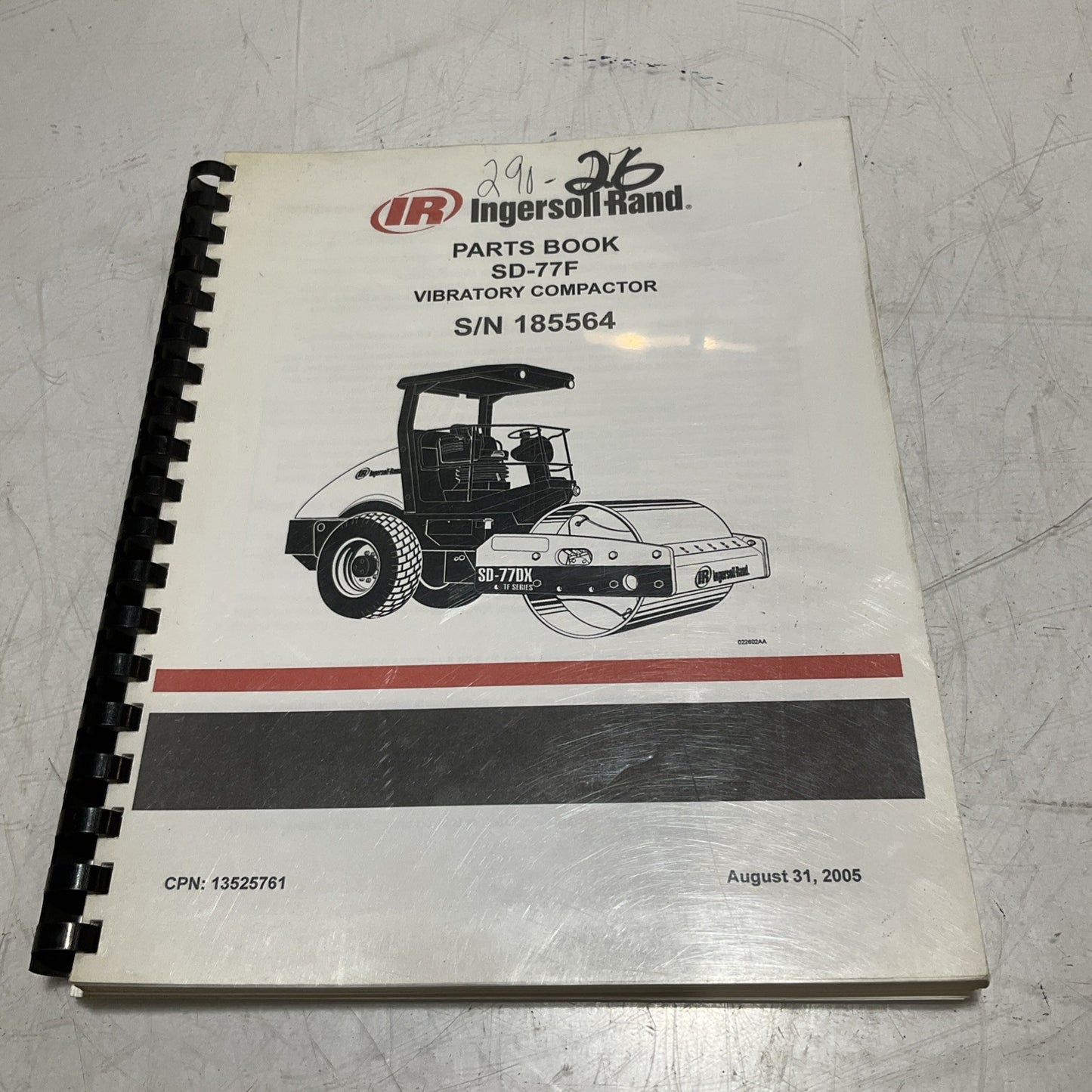 IR-INGERSOLL RAND SD-77F S/N 185564 VIBRATORY COMPACTOR MANUAL BOOK U3S