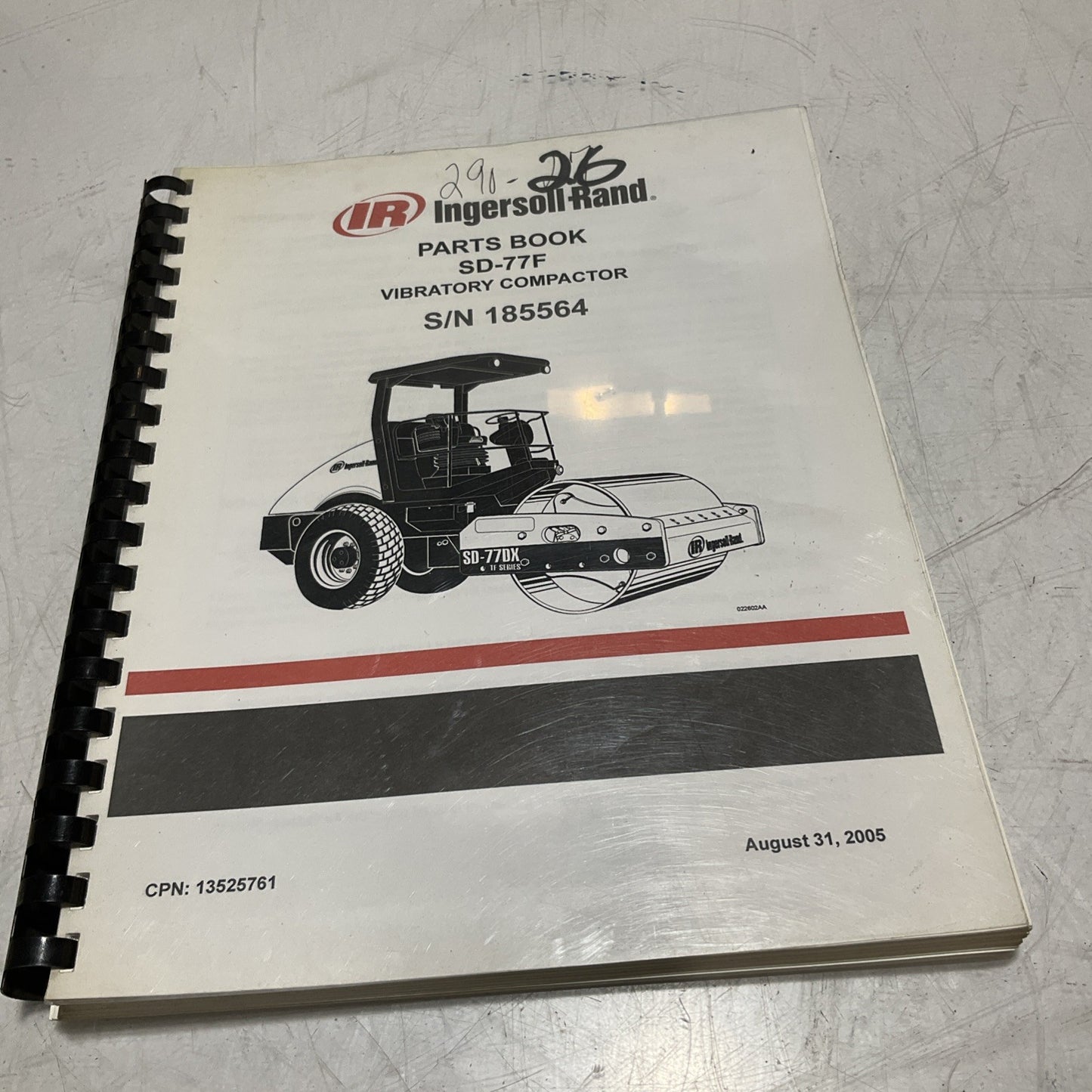 IR-INGERSOLL RAND SD-77F S/N 185564 VIBRATORY COMPACTOR MANUAL BOOK U3S