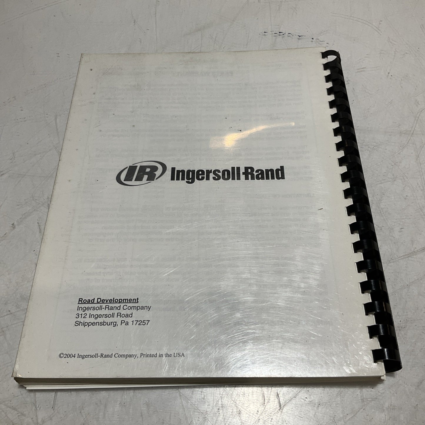 IR-INGERSOLL RAND SD-77F S/N 185564 VIBRATORY COMPACTOR MANUAL BOOK U3S