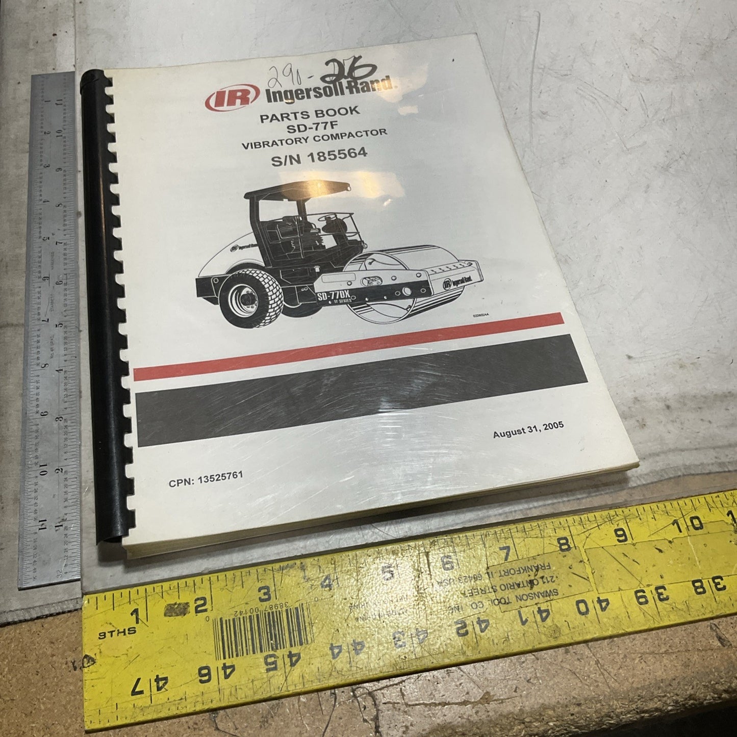 IR-INGERSOLL RAND SD-77F S/N 185564 VIBRATORY COMPACTOR MANUAL BOOK U3S