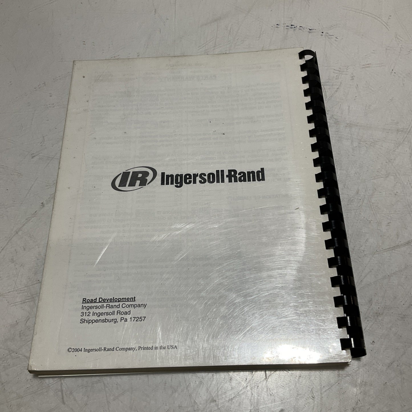 IR-INGERSOLL RAND SD-77F S/N 185564 VIBRATORY COMPACTOR MANUAL BOOK U3S