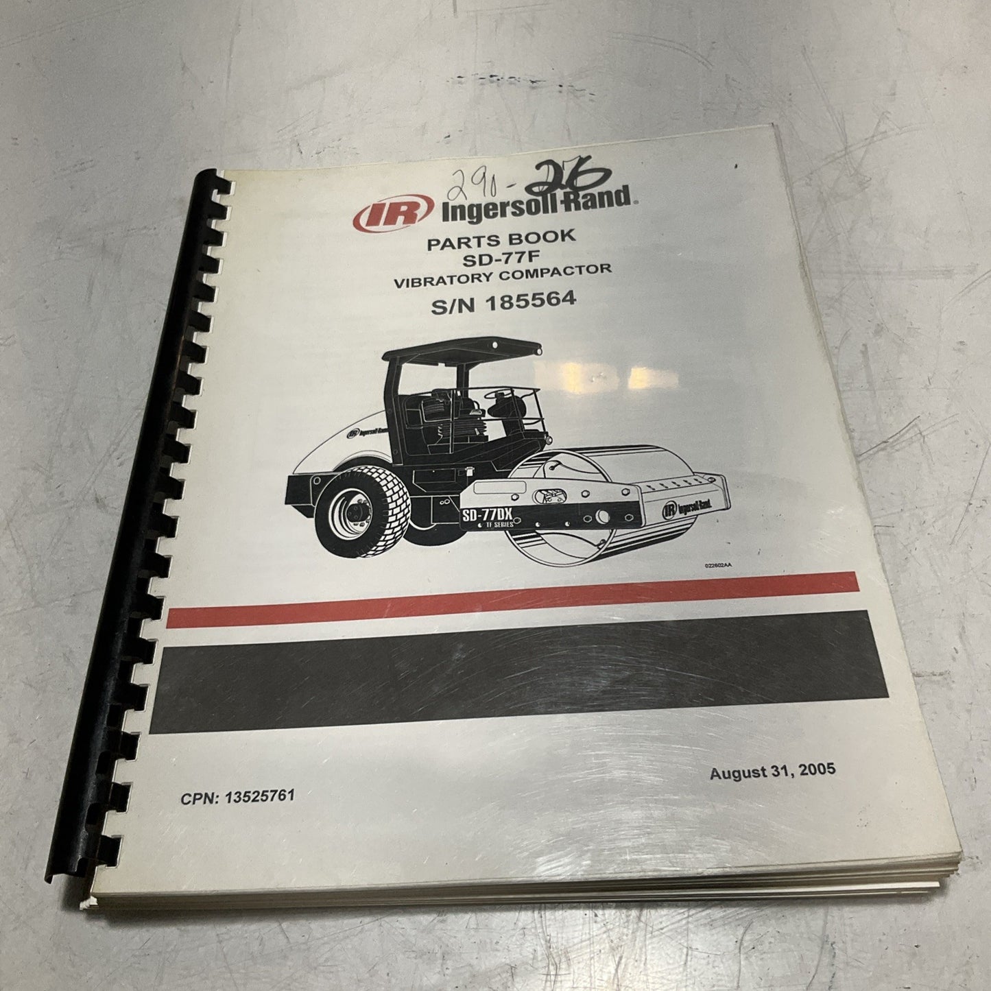 IR-INGERSOLL RAND SD-77F S/N 185564 VIBRATORY COMPACTOR MANUAL BOOK U3S