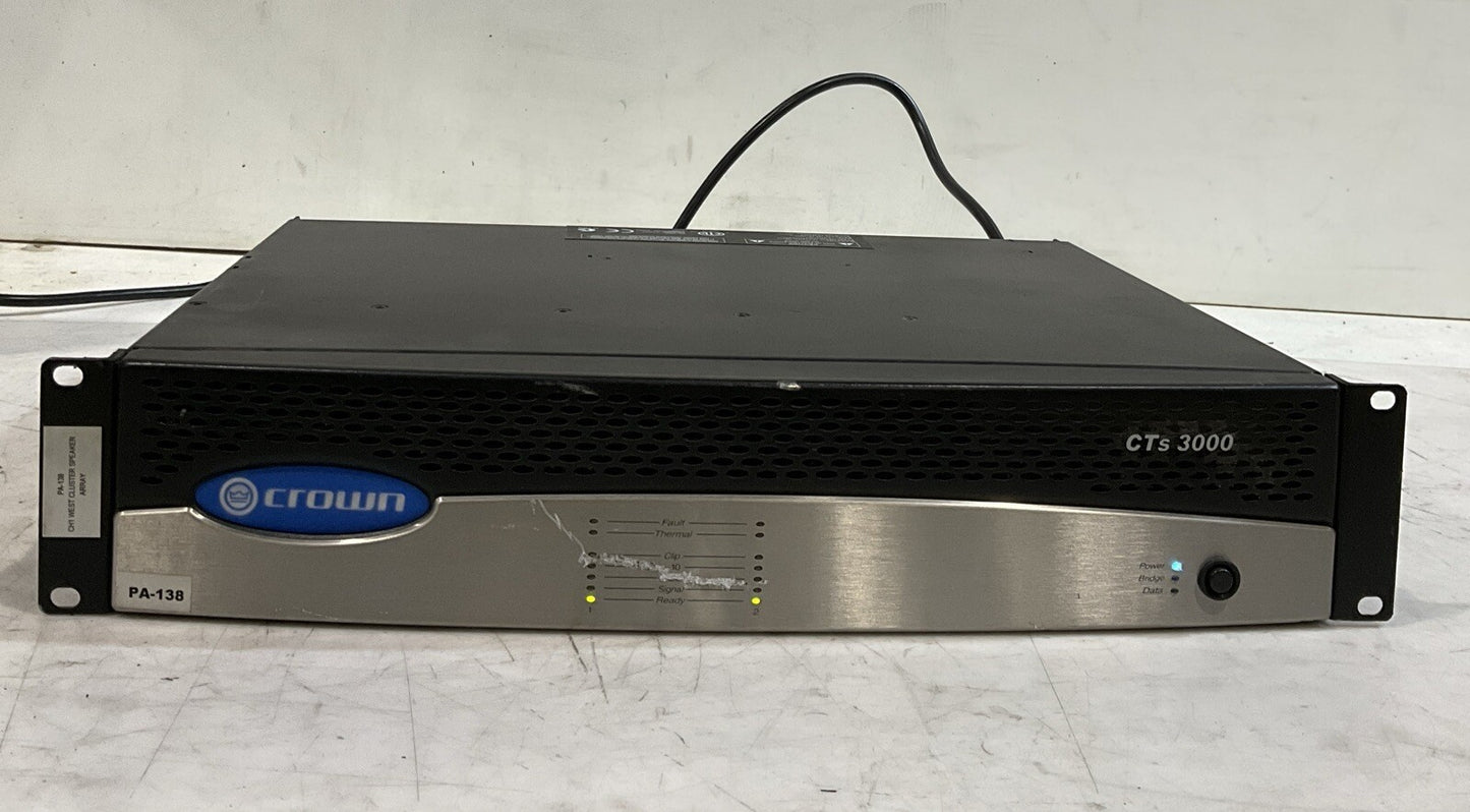 CROWN AUDIO CTS 3000 POWER AMPLIFIER 120V 60HZ T9A