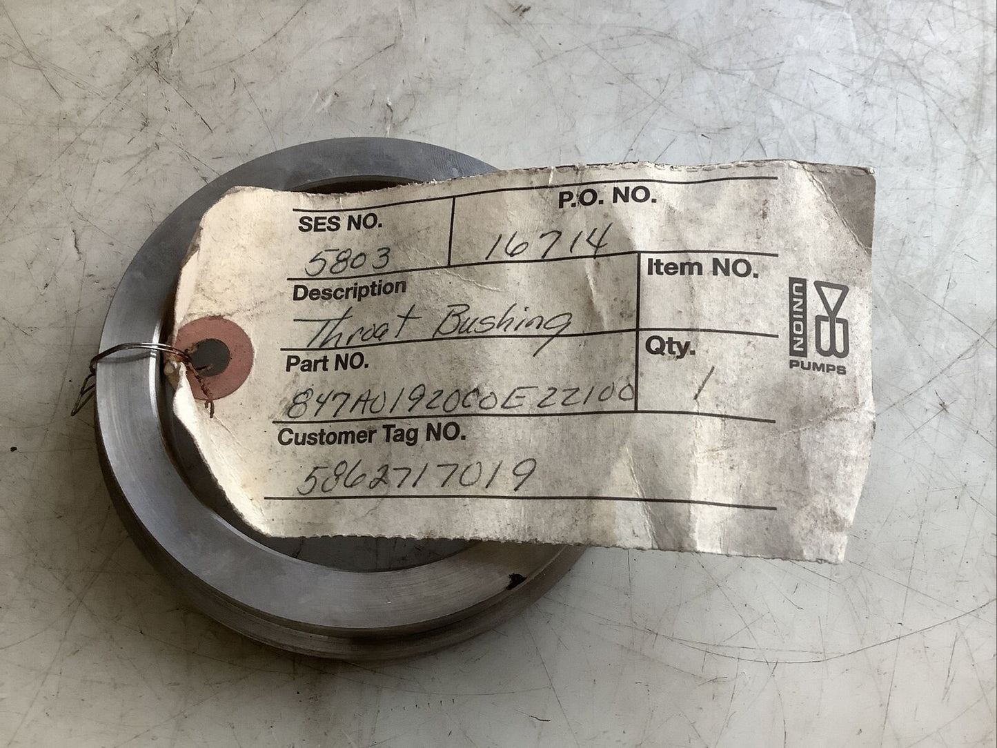 DAVID BROWN UNION PUMPS 847A0192000E22100 THROAT BUSHING 678