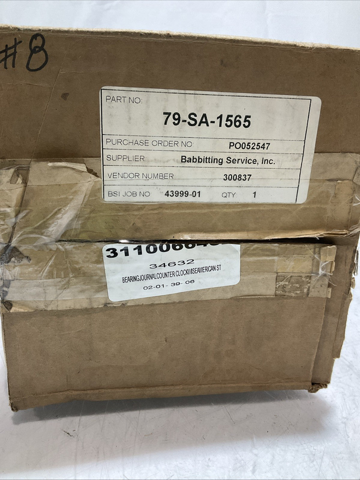 BABBITTING SERVICE 79-SA-1565 BSI 43999-01 COUNTER CLOCK JOURNAL BEARING 373