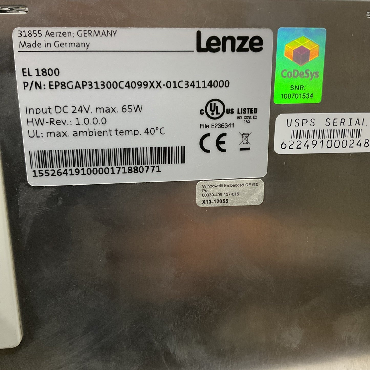 LENZE EP8GAP31300C4099XX-01C34114000 MODULE FRONT TOUCH 3401-005 U3S
