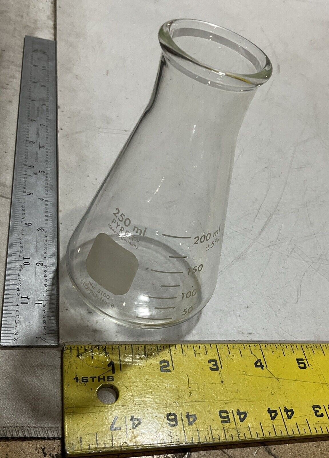 PYREX 5100-250 7740 GLASS ERLENMEYER FLASK WIDE MOUTH HEAVY DUTY 250ML QTY12 373