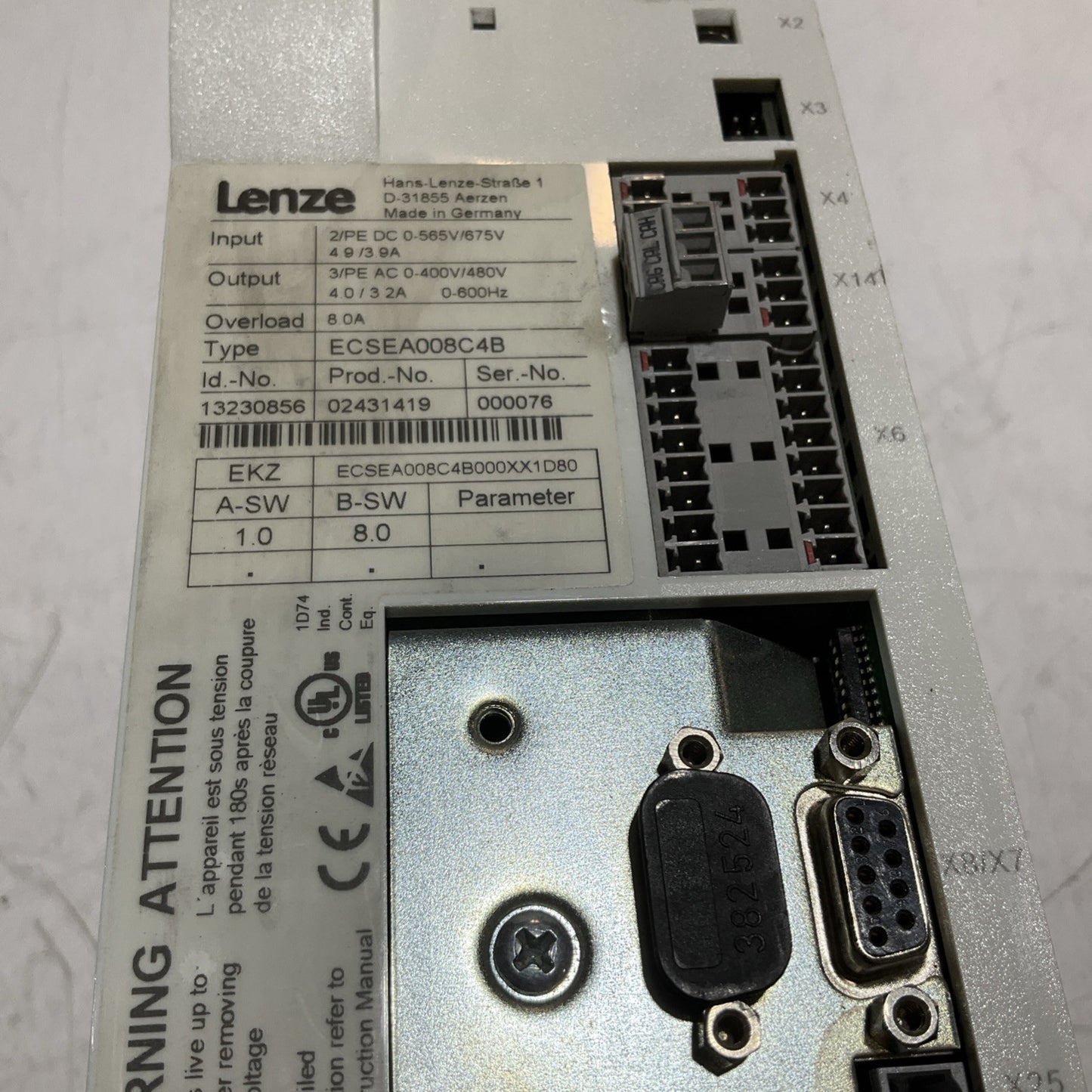 LENZE ECSEA008C4B SERVO DRIVE VARIABLE CONTROL MODULE XE25