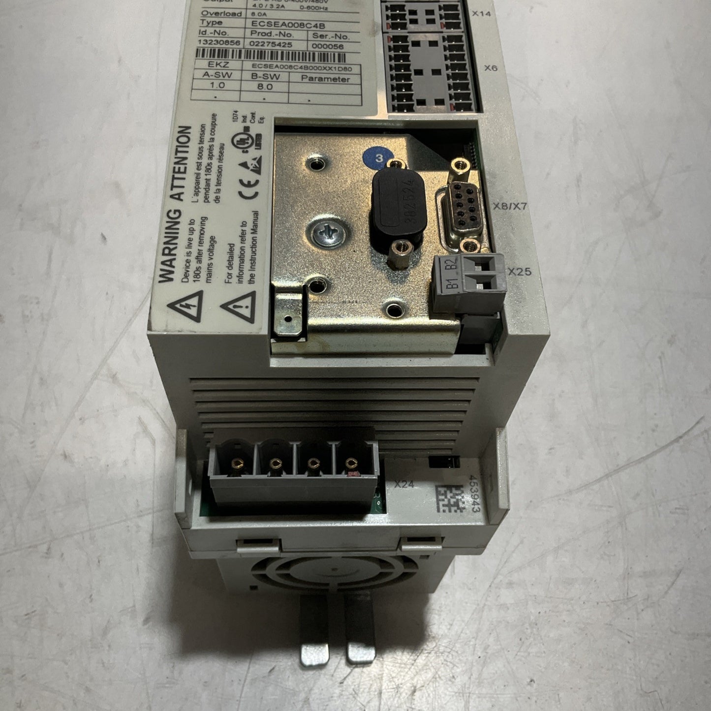 LENZE ECSEA008C4B DRIVE VARIABLE FREQUENCY CONTROLLER INVERTER XE25