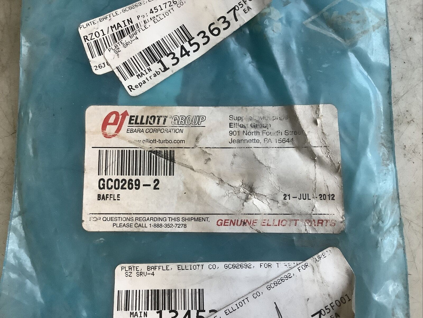 ELLIOTT GROUP GC0269-2 BAFFLE PLATE 678