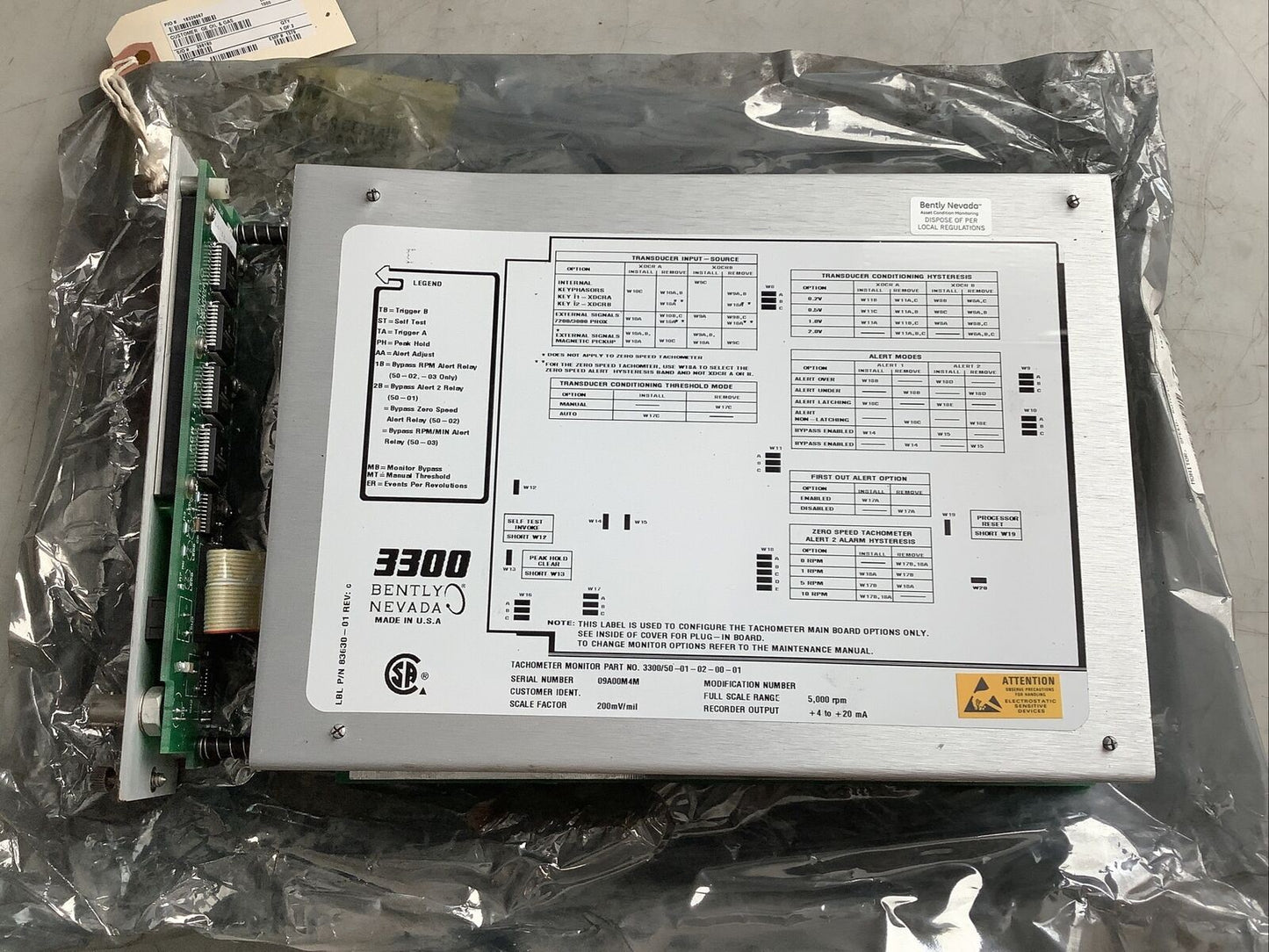 BENTLY NEVADA 3300/50-01-02-00-01 83630-01 TACHOMETER MONITOR 678