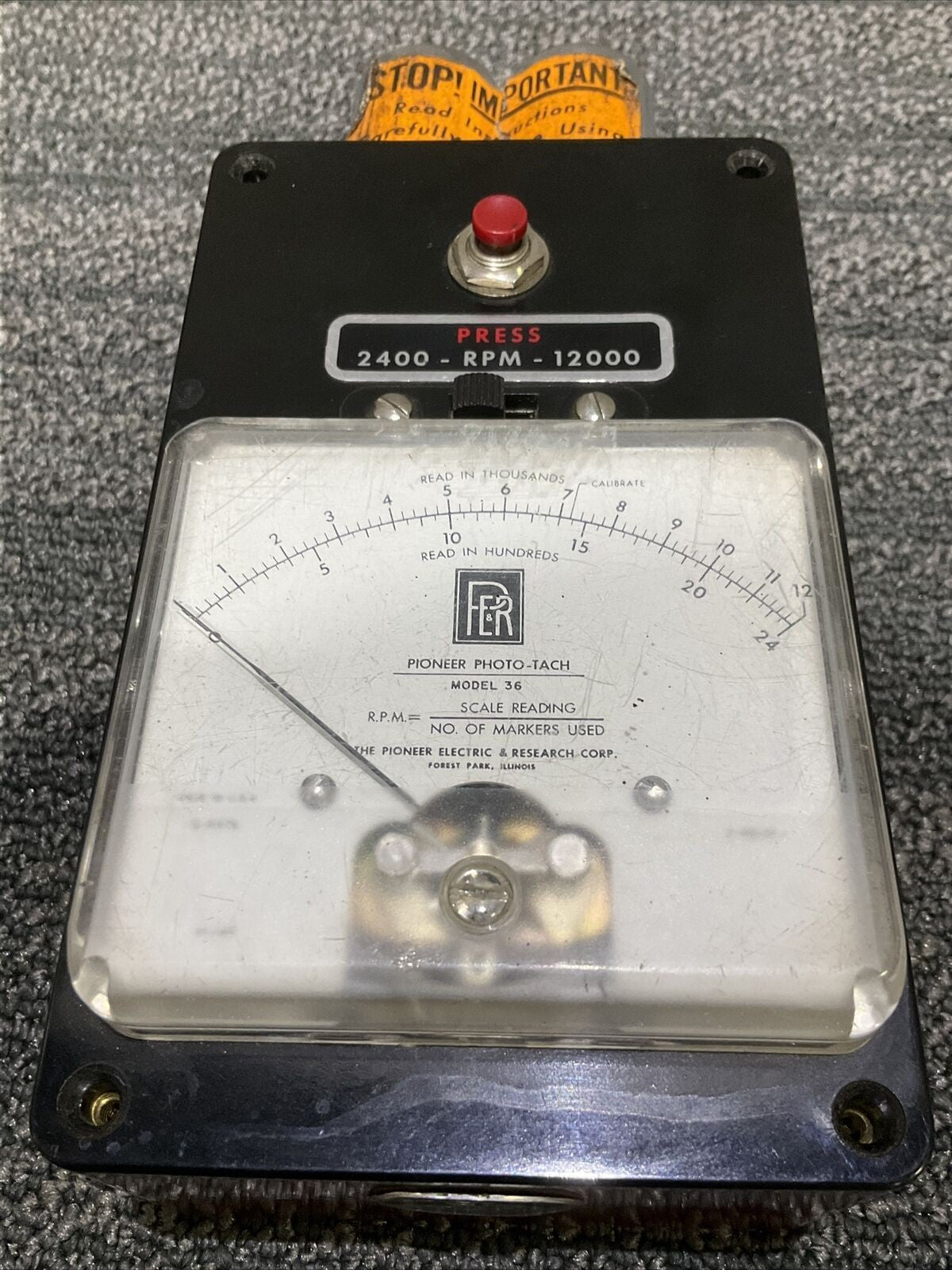 PIONEER MODEL 36 DT-36 PHOTOELECTRIC TACHOMETER 2400-RPM-12000 222