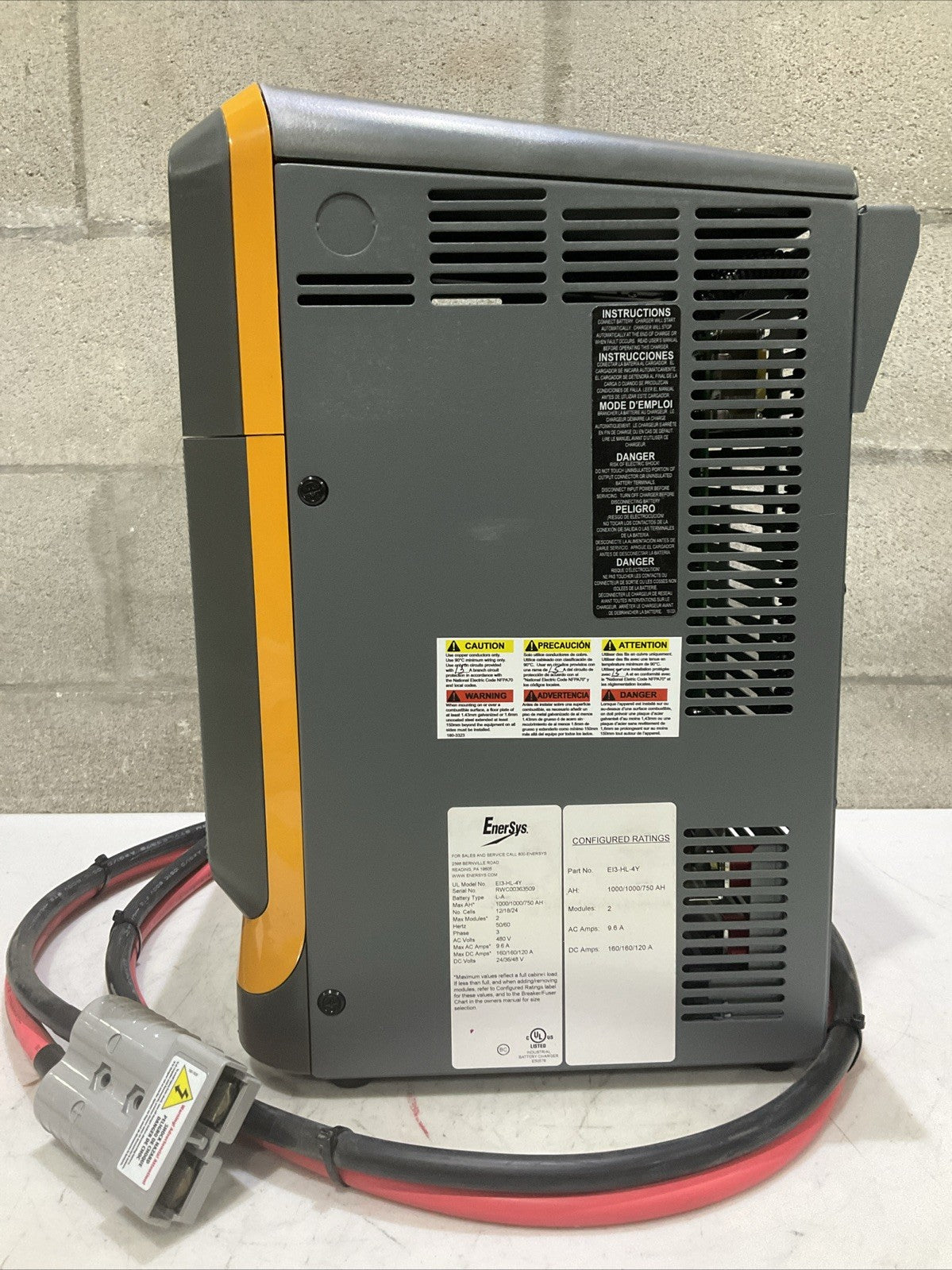 ENERSYS EI3-HL-4Y IMPAQ FORKLIFT L-A FORKLIFT BATTERY CHARGER 480V 50/60HZ (NEW)